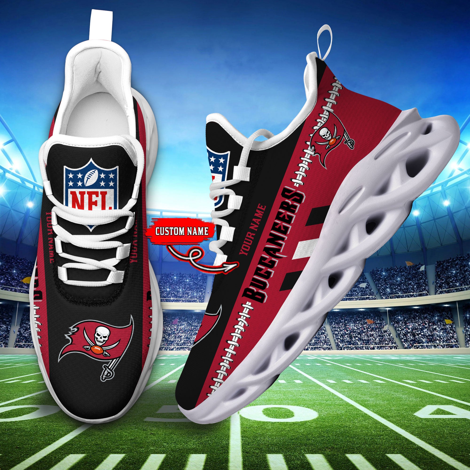 Ideafootwear Tampa Bay Buccaneers Max Soul Shoes Sneakers For Men And Women