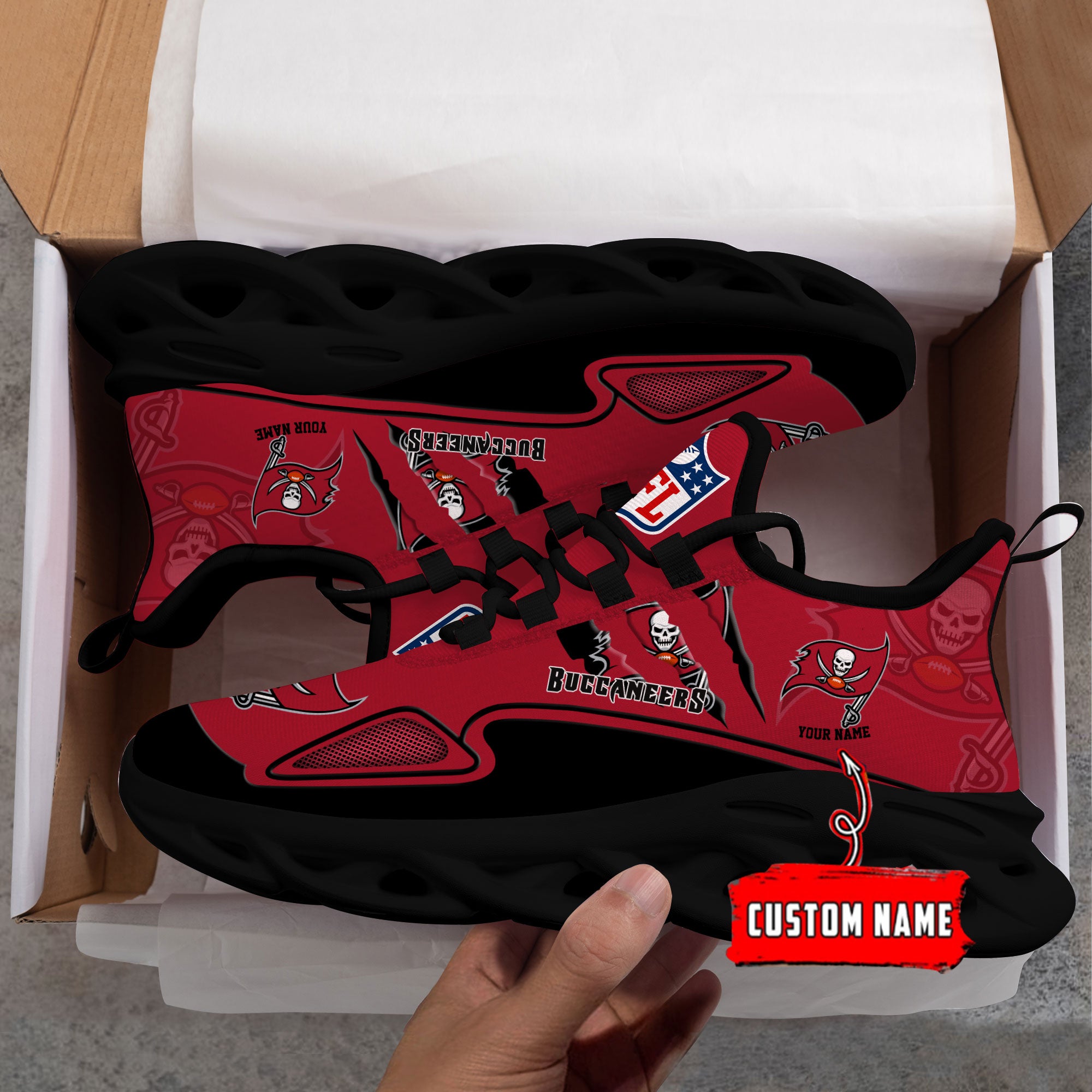 Ideafootwear Tampa Bay Buccaneers Max Soul Shoes Sneakers For Men And Women
