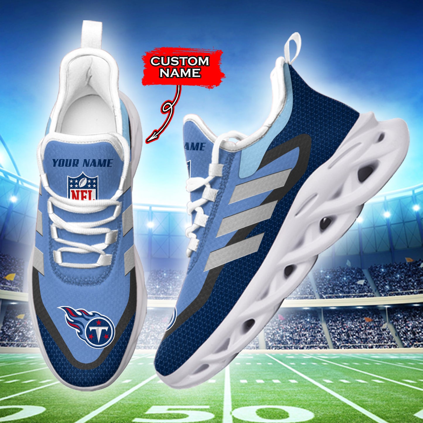Ideafootwear Tennessee Titans NFL Max Soul Shoes Sneakers For Men And Women