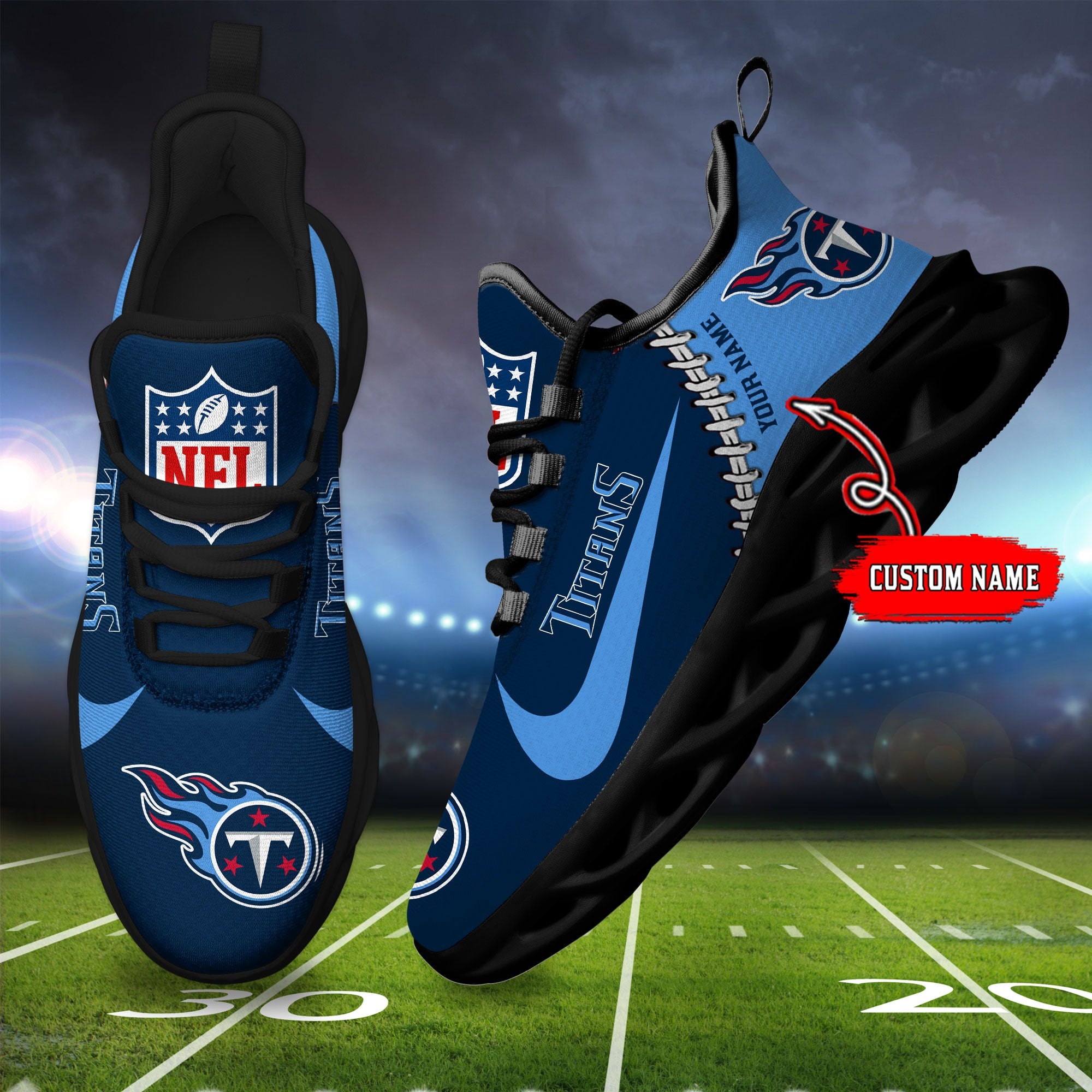Ideafootwear Tennessee Titans NFL Max Soul Shoes Sneakers For Men And Women