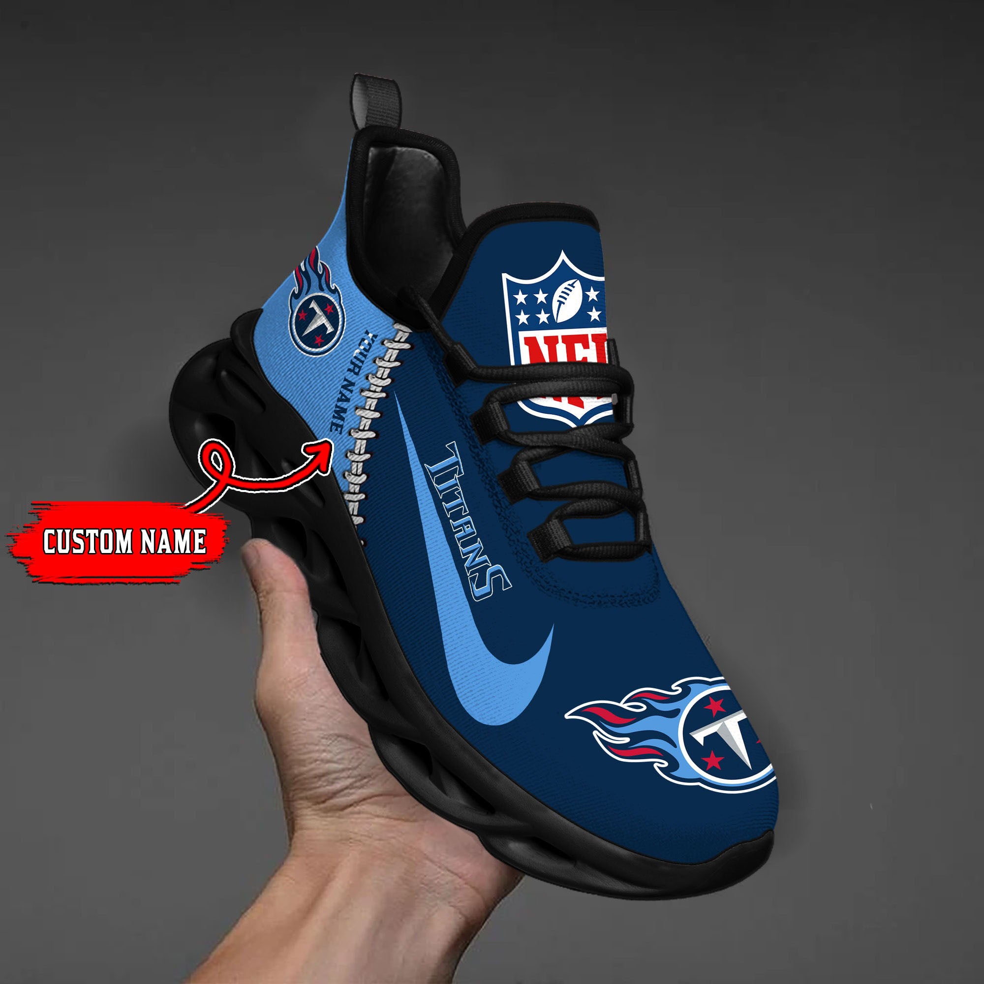 Ideafootwear Tennessee Titans NFL Max Soul Shoes Sneakers For Men And Women