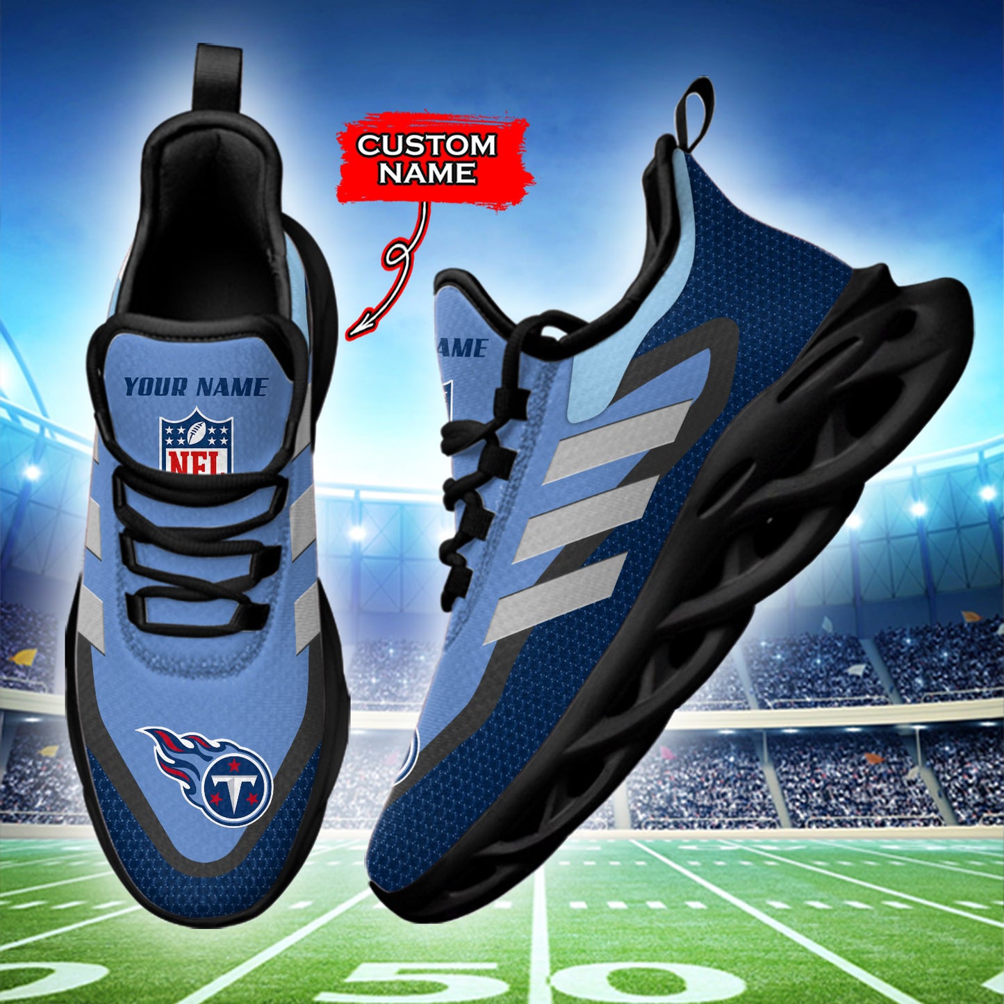 Ideafootwear Tennessee Titans NFL Max Soul Shoes Sneakers For Men And Women