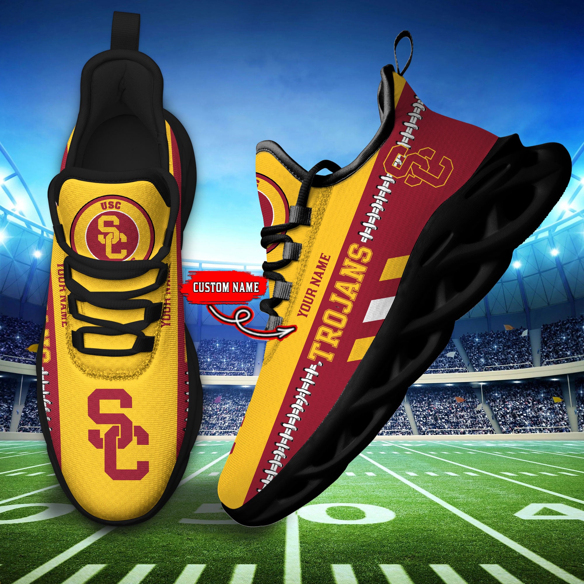 Ideafootwear USC Trojans Max Soul Shoes Sneakers For Men And Women