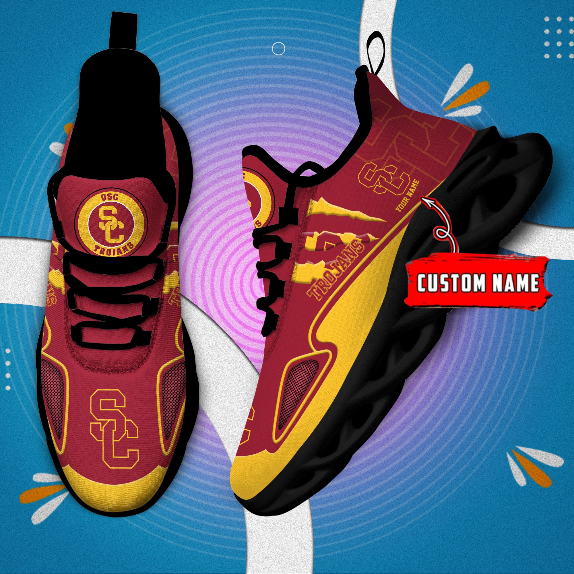 Ideafootwear USC Trojans Max Soul Shoes Sneakers For Men And Women