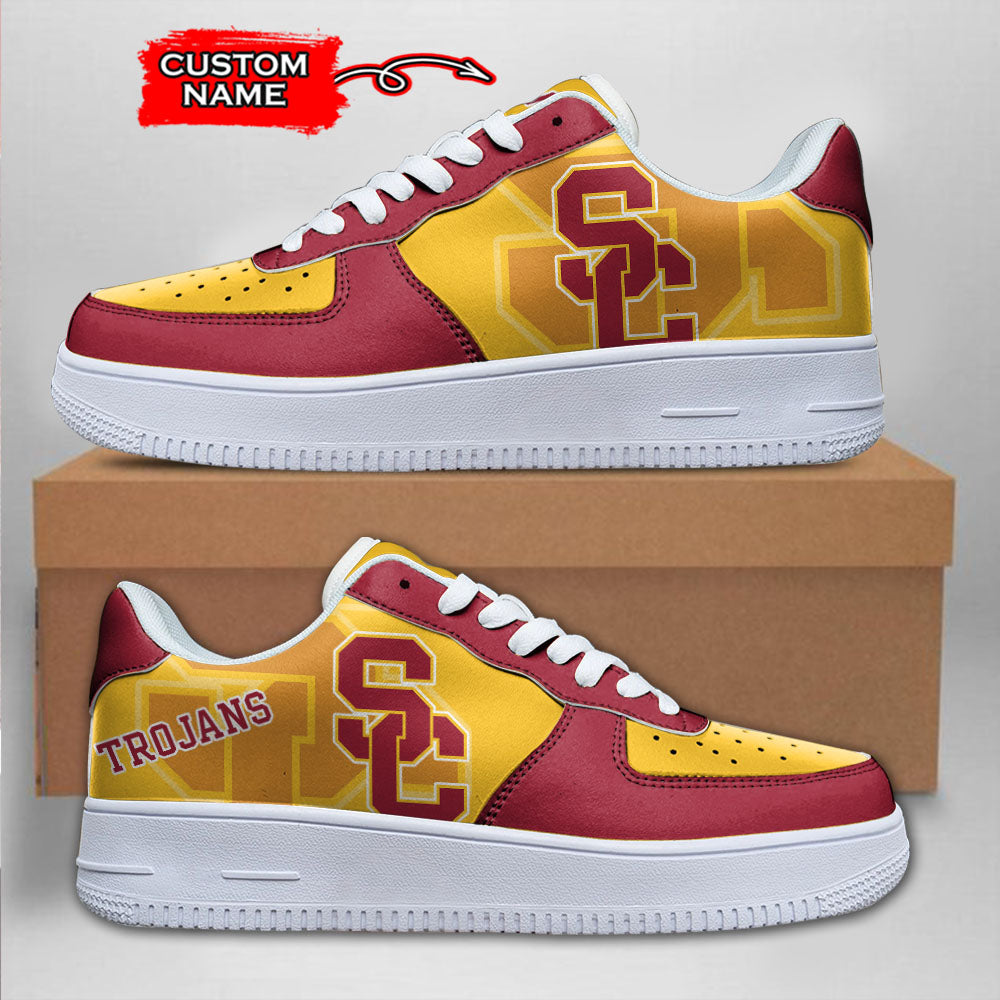 Ideafootwear USC Trojans NCAA Air Low-Top Sneakers Shoes For Men And Women