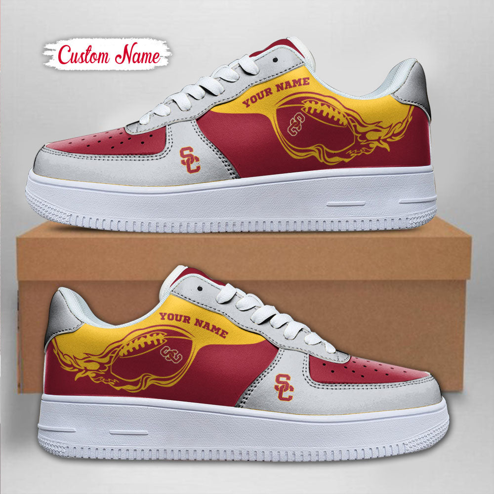 Ideafootwear USC Trojans NCAA Air Low-Top Sneakers Shoes For Men And Women