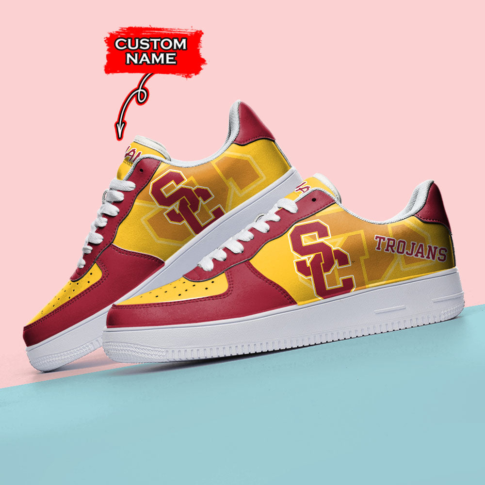 Ideafootwear USC Trojans NCAA Air Low-Top Sneakers Shoes For Men And Women