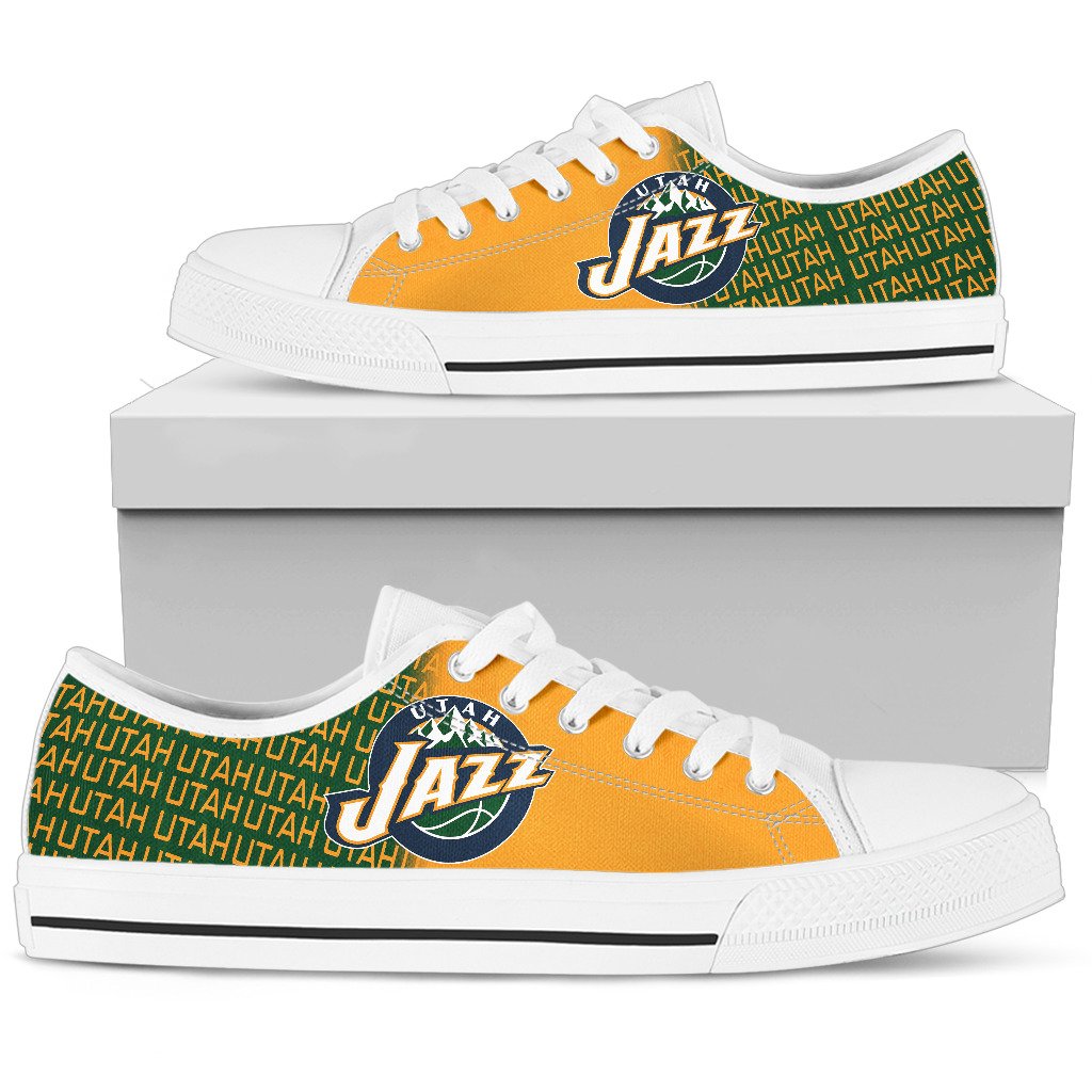 Ideafootwear Utah Jazz Low Top Canvas Sneakers Shoes For Men And Women