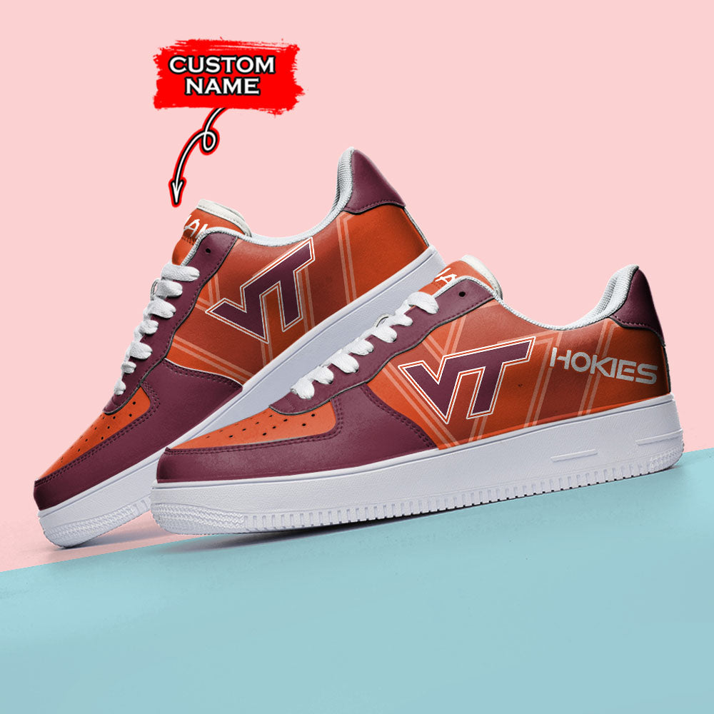 Ideafootwear Virginia Tech Hokies NCAA Air Low-Top Sneakers Shoes For Men And Women