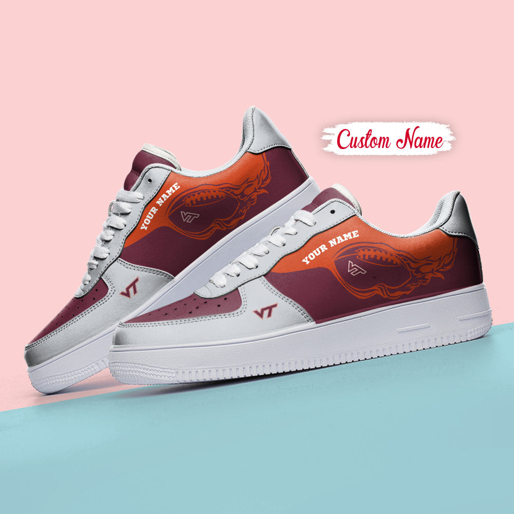 Ideafootwear Virginia Tech Hokies NCAA Air Low-Top Sneakers Shoes For Men And Women
