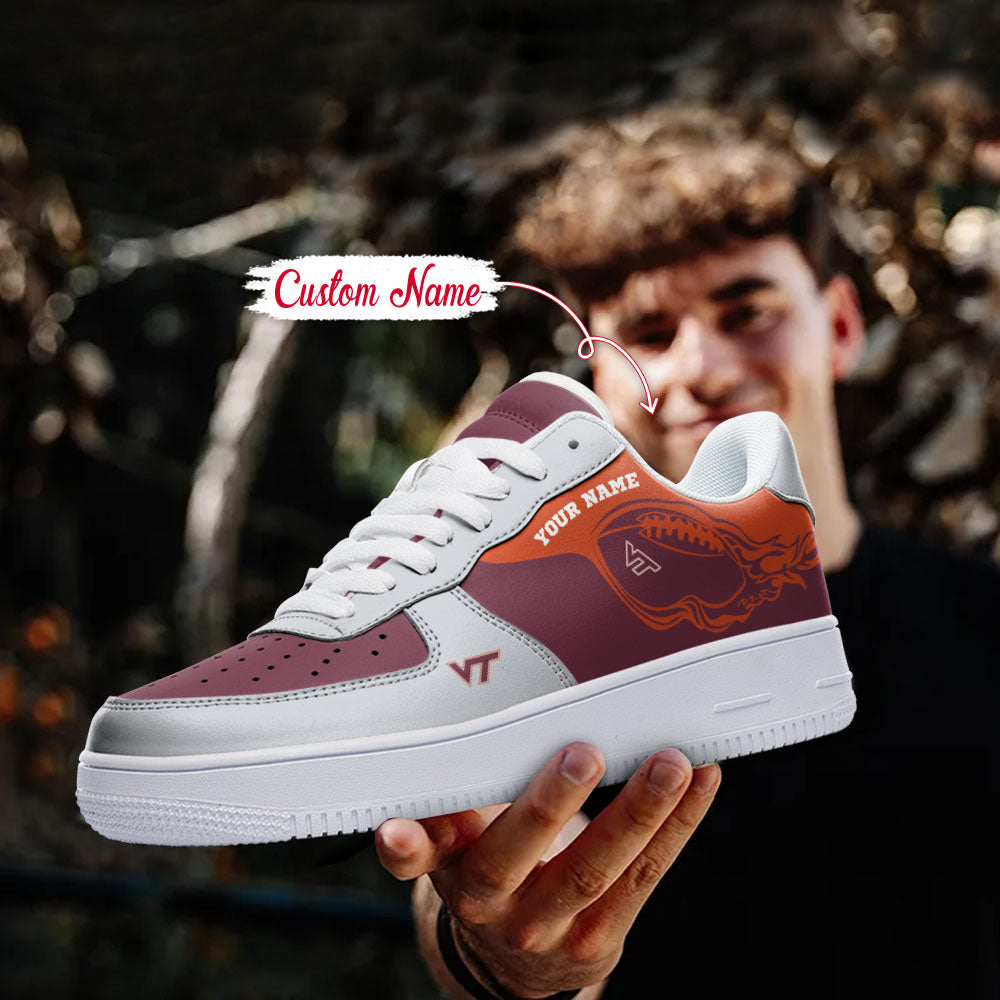 Ideafootwear Virginia Tech Hokies NCAA Air Low-Top Sneakers Shoes For Men And Women