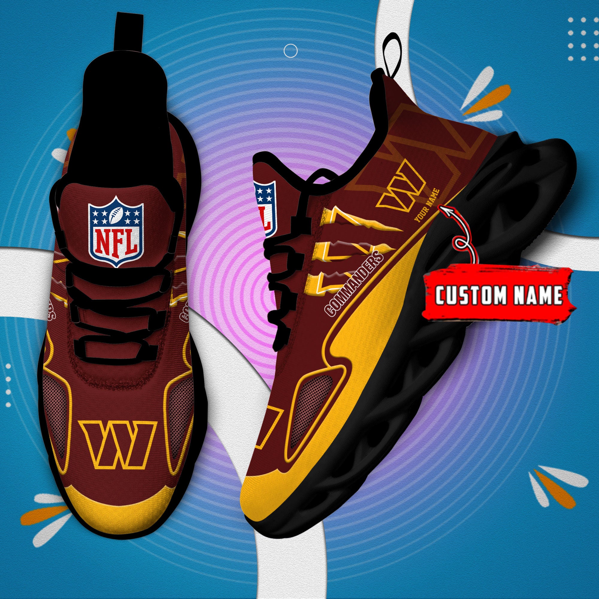Ideafootwear Washington Commanders Max Soul Shoes Sneakers For Men And Women