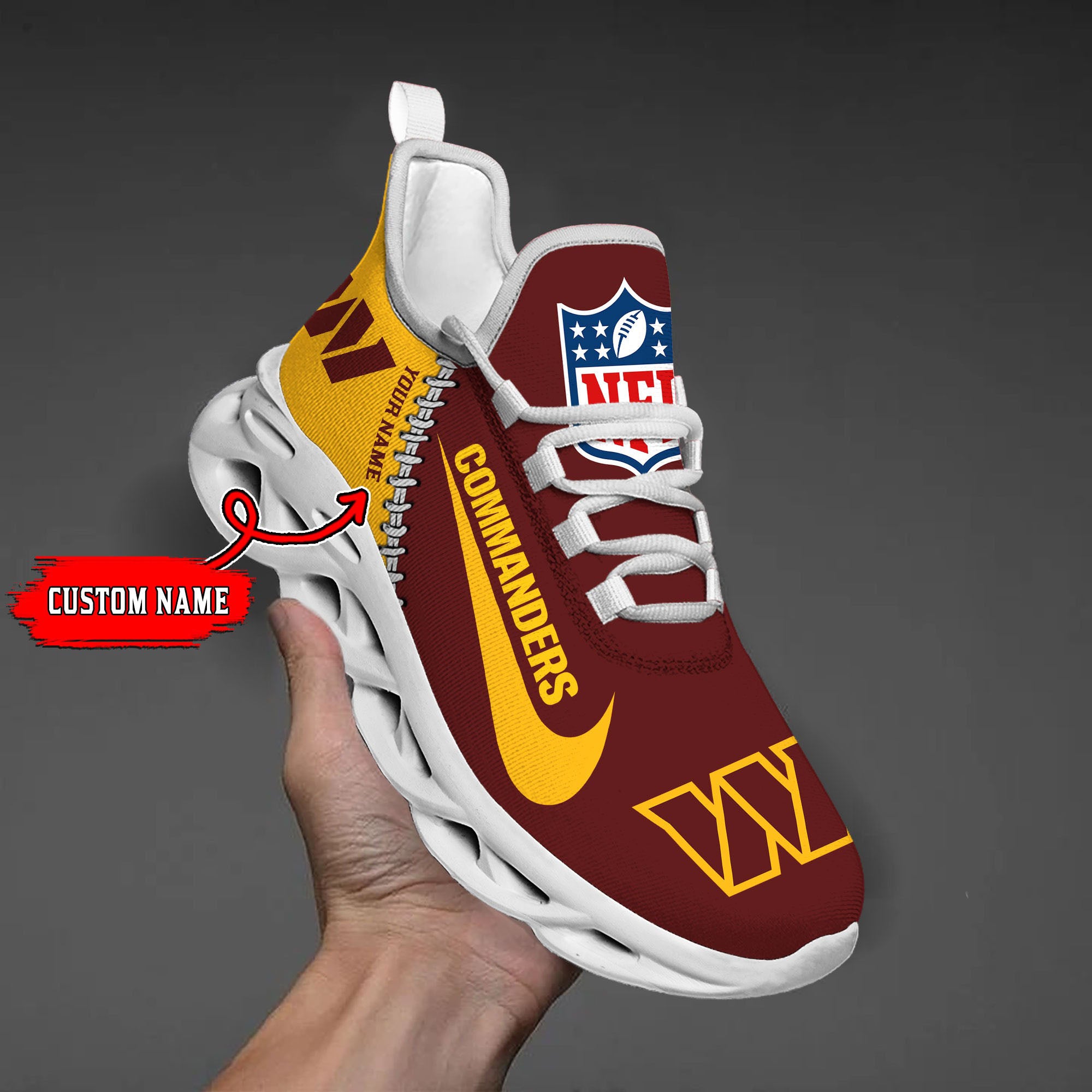 Ideafootwear Washington Commanders NFL Max Soul Shoes Sneakers For Men And Women
