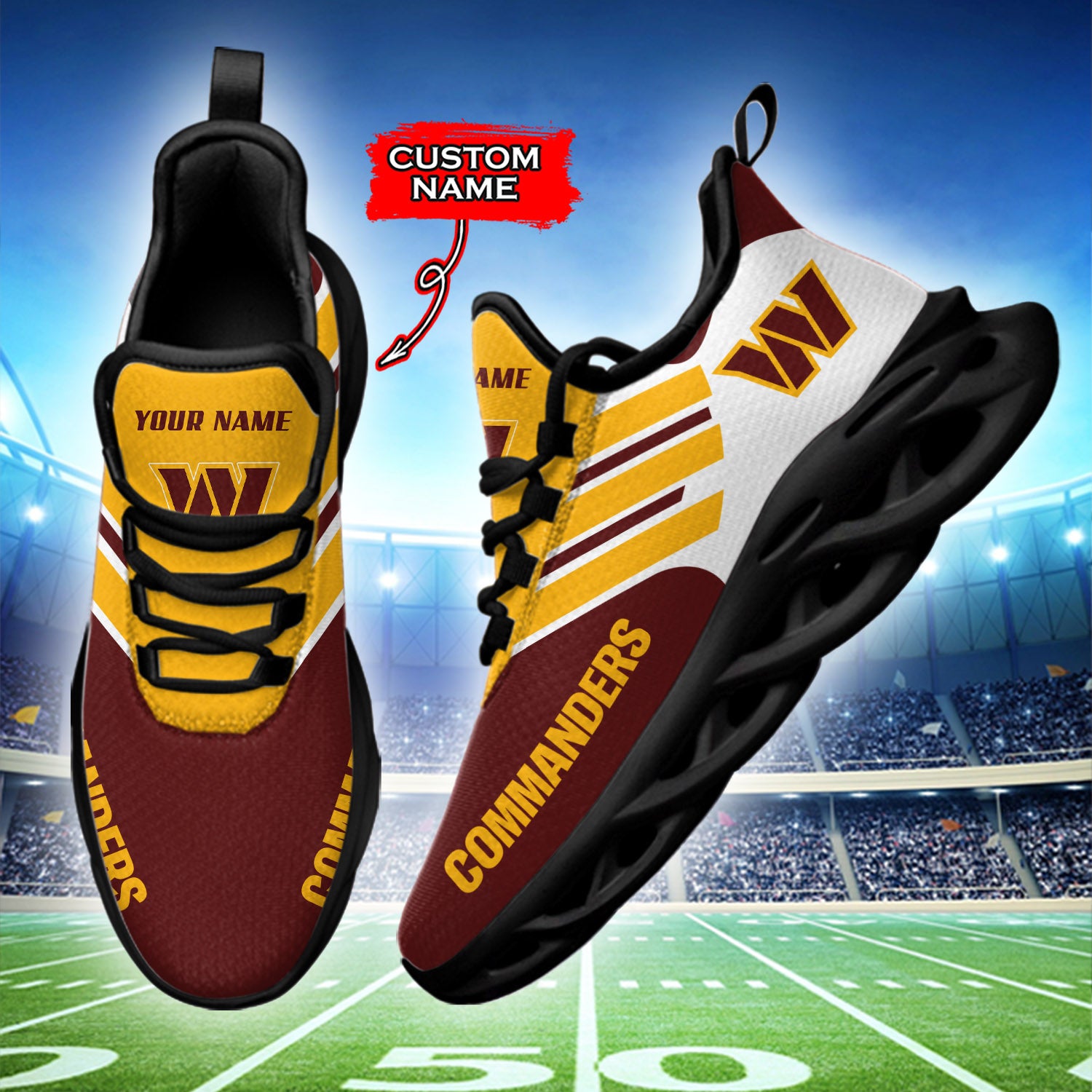 Ideafootwear Washington Commanders NFL Max Soul Shoes Sneakers For Men And Women