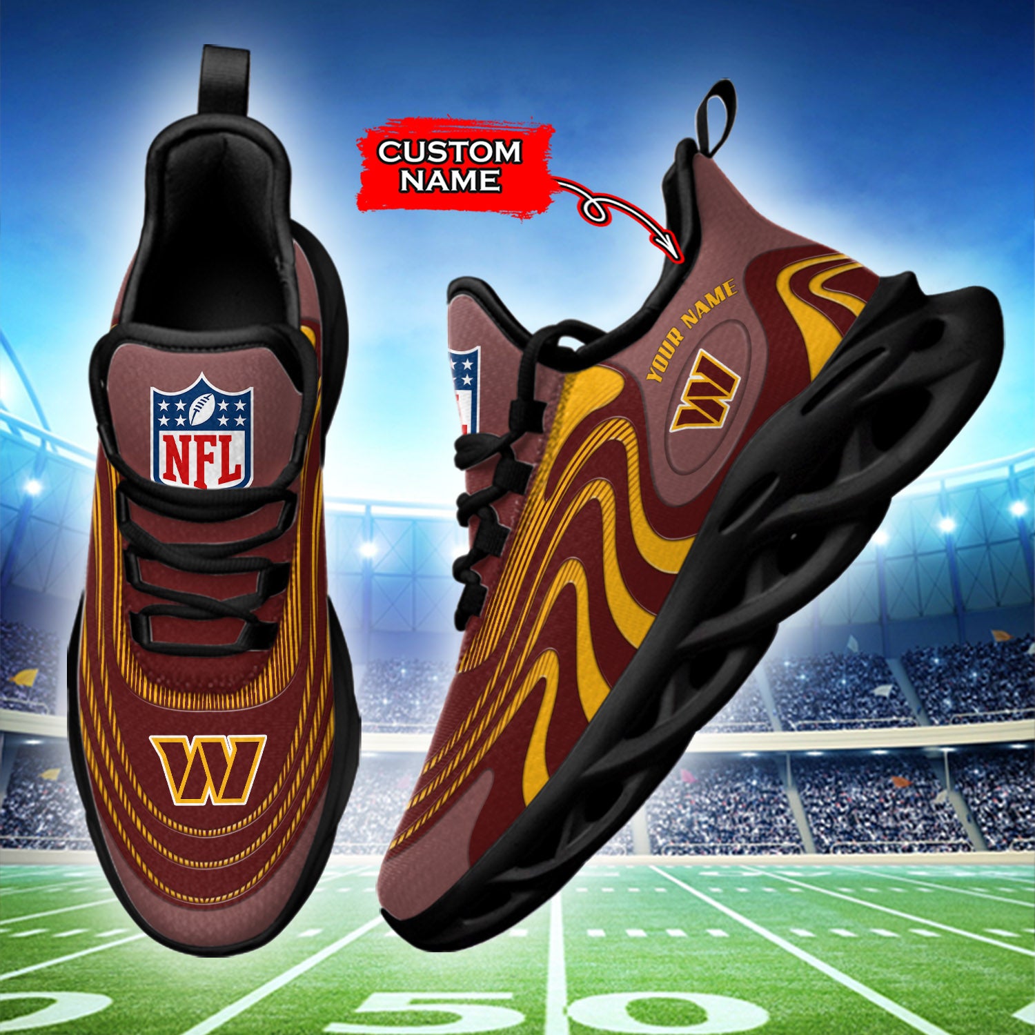 Ideafootwear Washington Commanders NFL Max Soul Shoes Sneakers For Men And Women