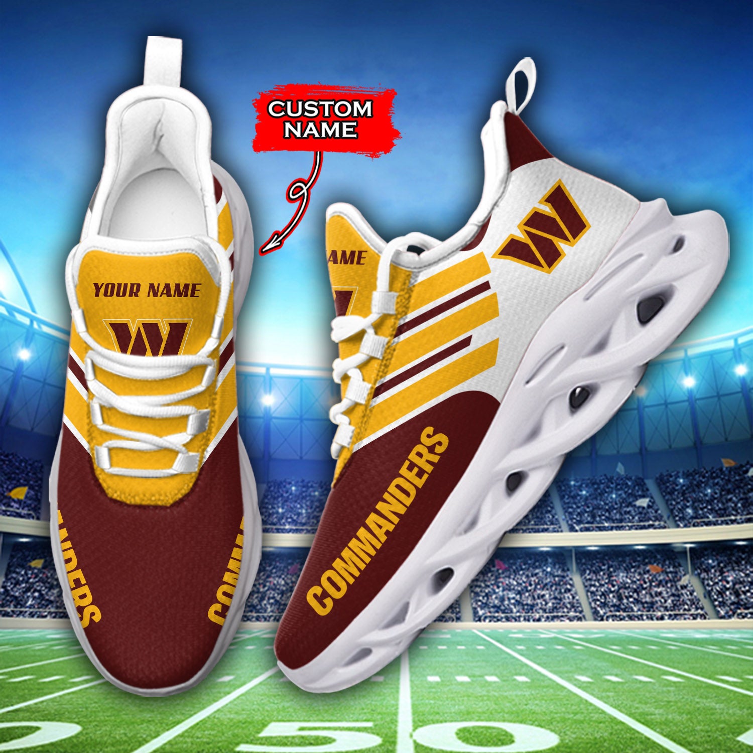 Ideafootwear Washington Commanders NFL Max Soul Shoes Sneakers For Men And Women