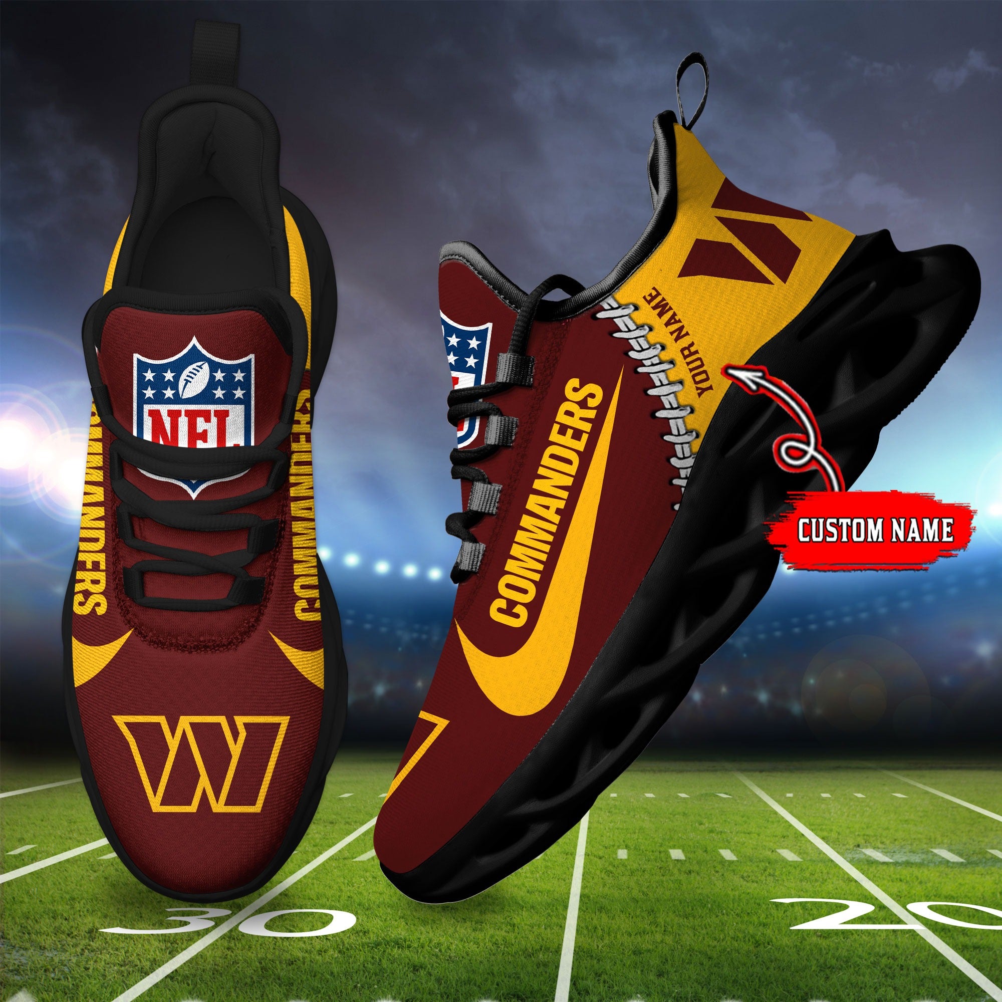 Ideafootwear Washington Commanders NFL Max Soul Shoes Sneakers For Men And Women