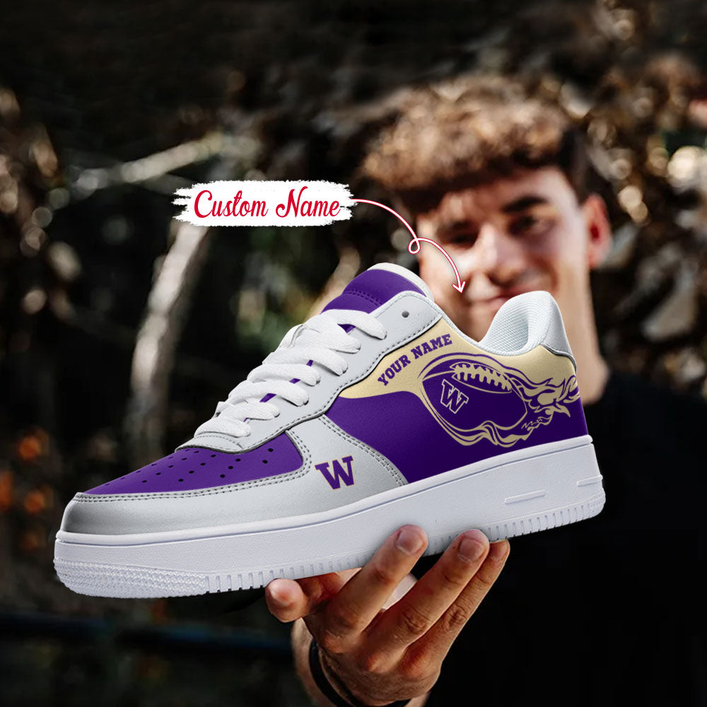 Ideafootwear Washington Huskies NCAA Air Low-Top Sneakers Shoes For Men And Women
