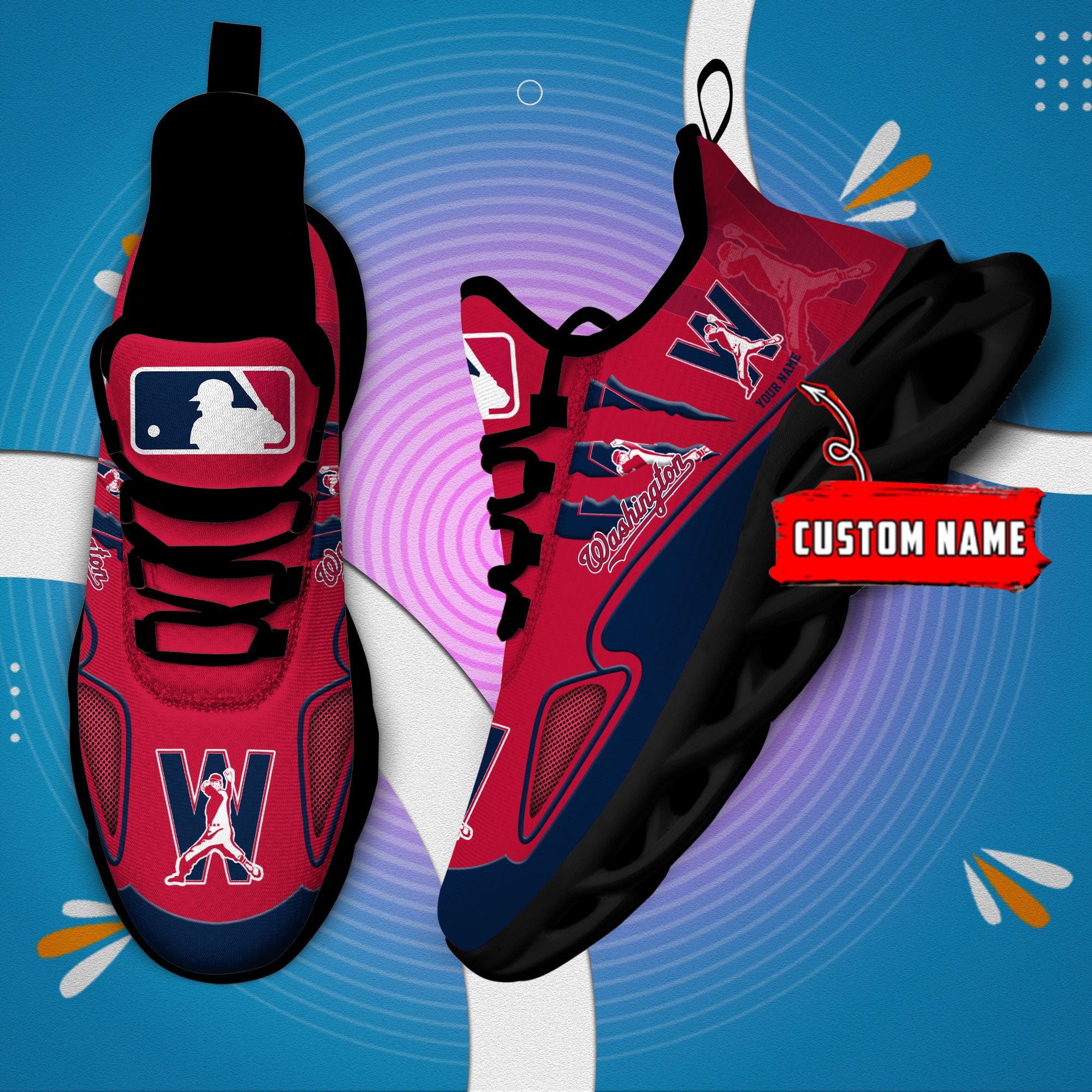Ideafootwear Washington Nationals Max Soul Shoes Sneakers For Men And Women