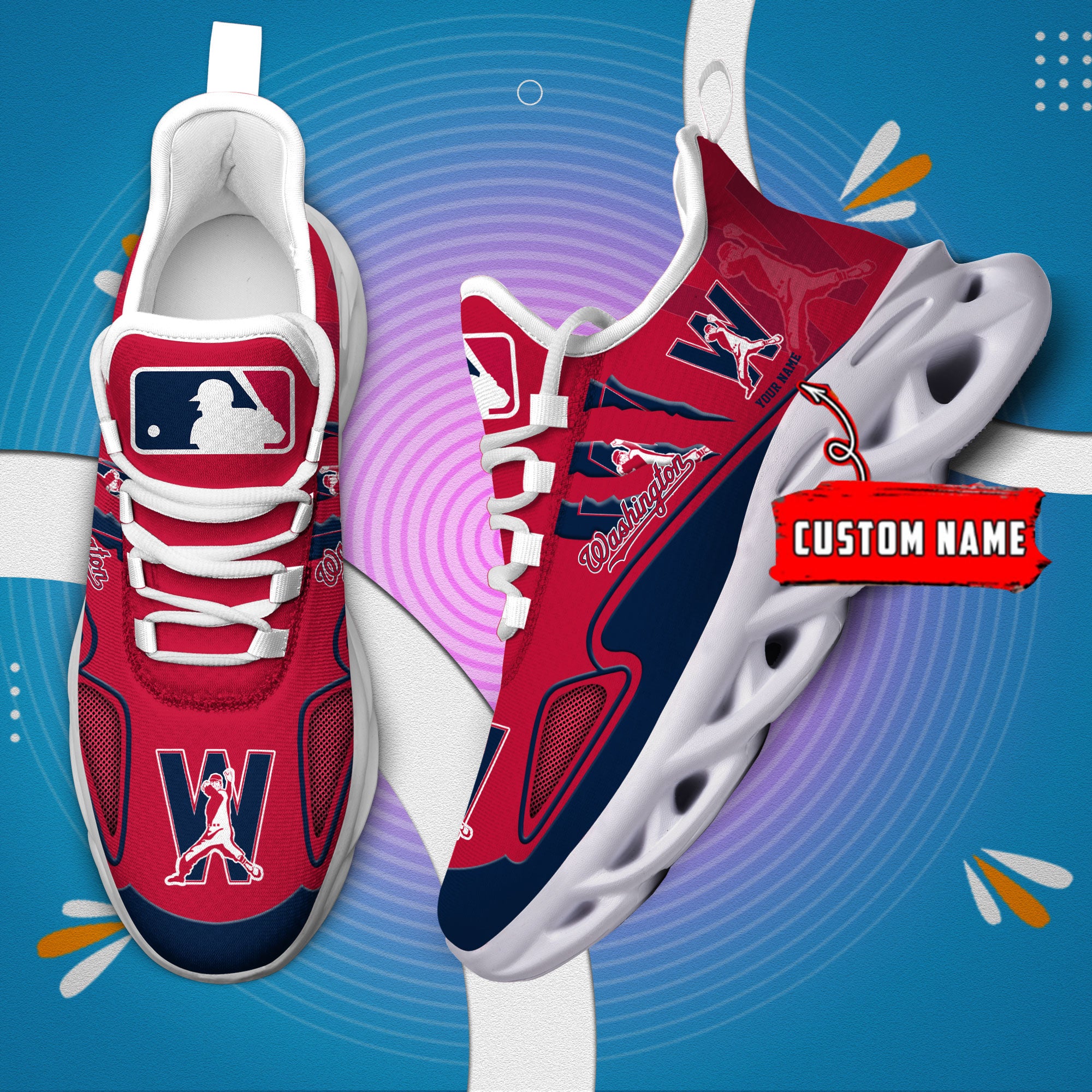 Ideafootwear Washington Nationals Max Soul Shoes Sneakers For Men And Women
