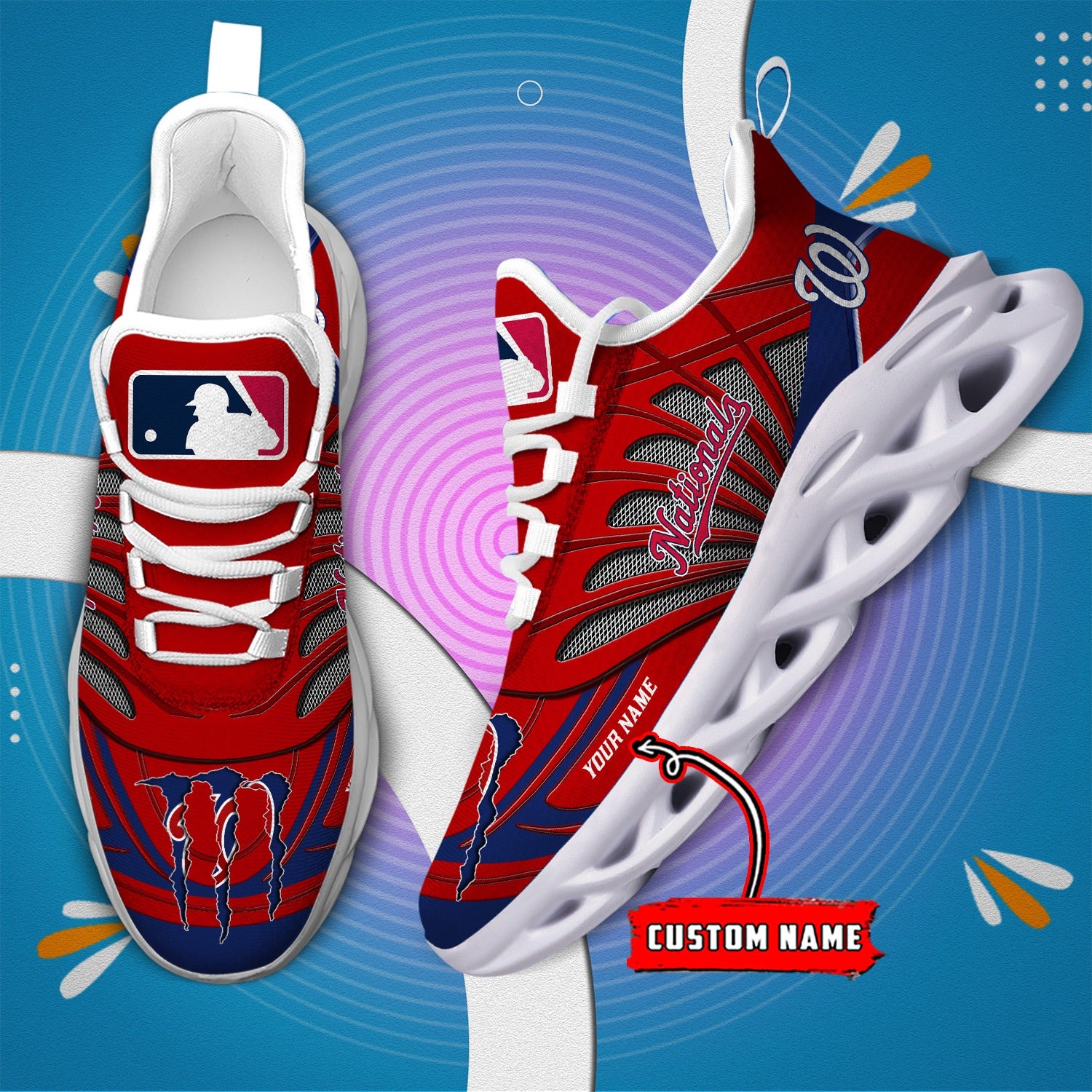 Ideafootwear Washington Nationals MLB Max Soul Shoes Sneakers For Men And Women