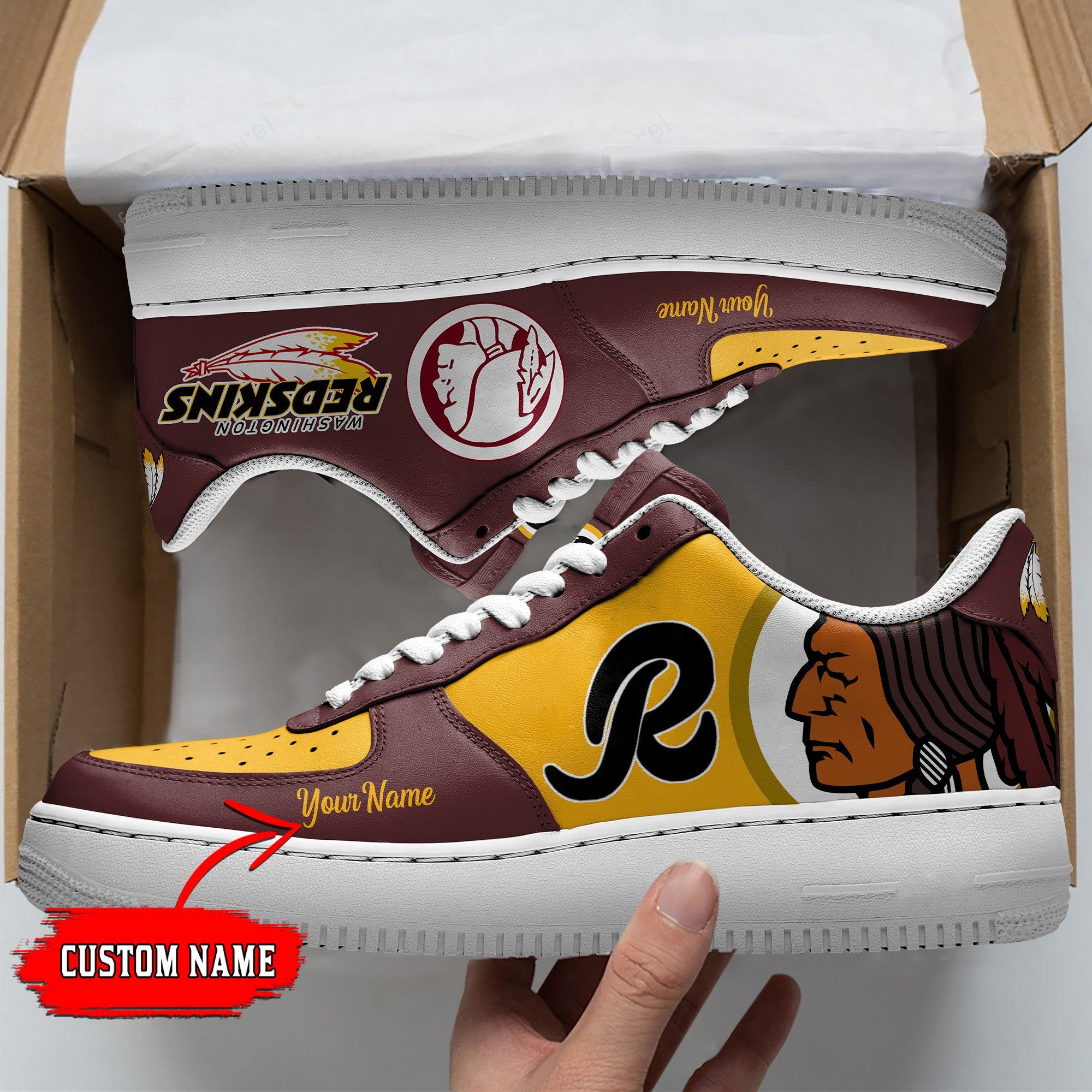 Ideafootwear Washington Redskins NFL Air Low-Top Sneakers Shoes For Men And Women