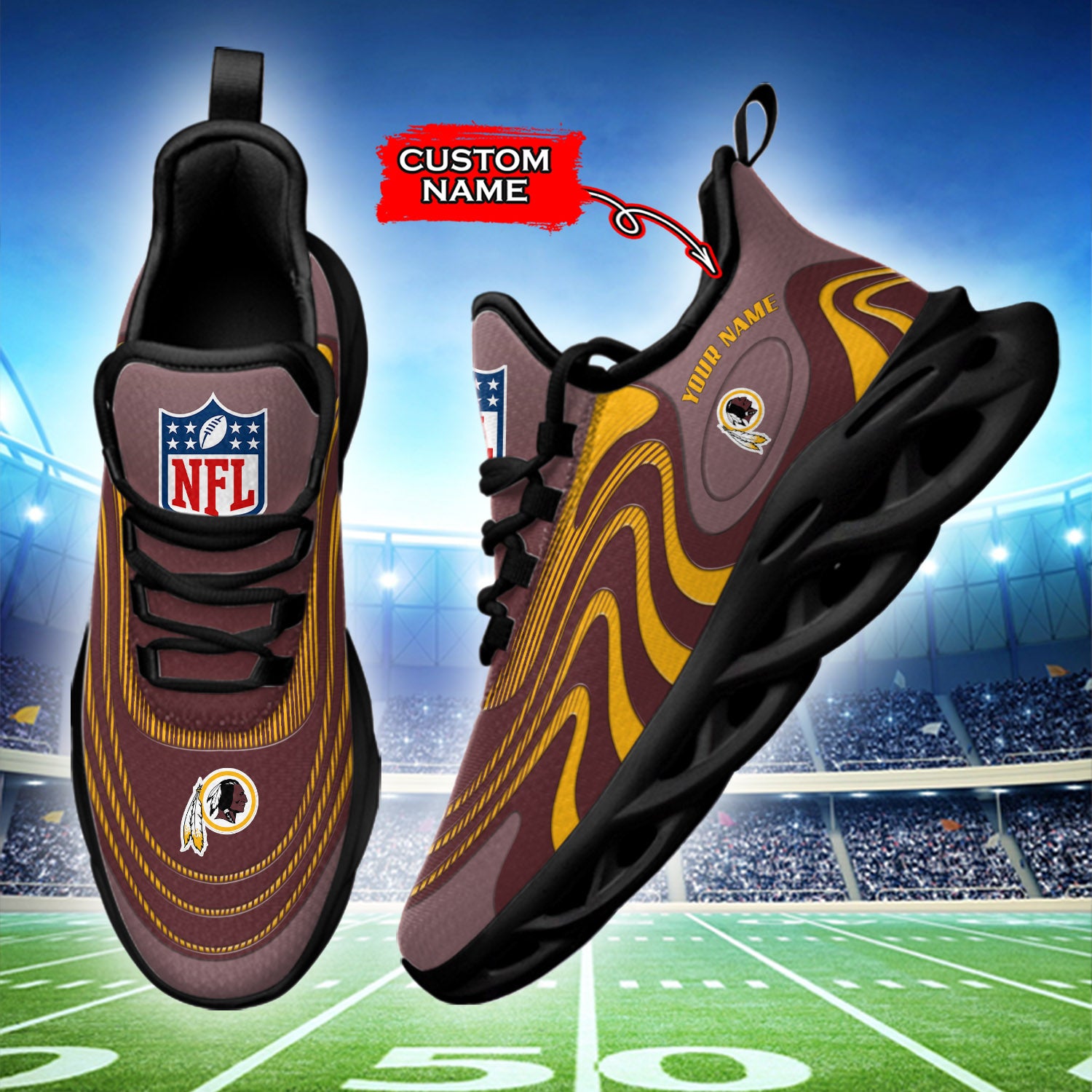 Ideafootwear Washington Redskins NFL Max Soul Shoes Sneakers For Men And Women