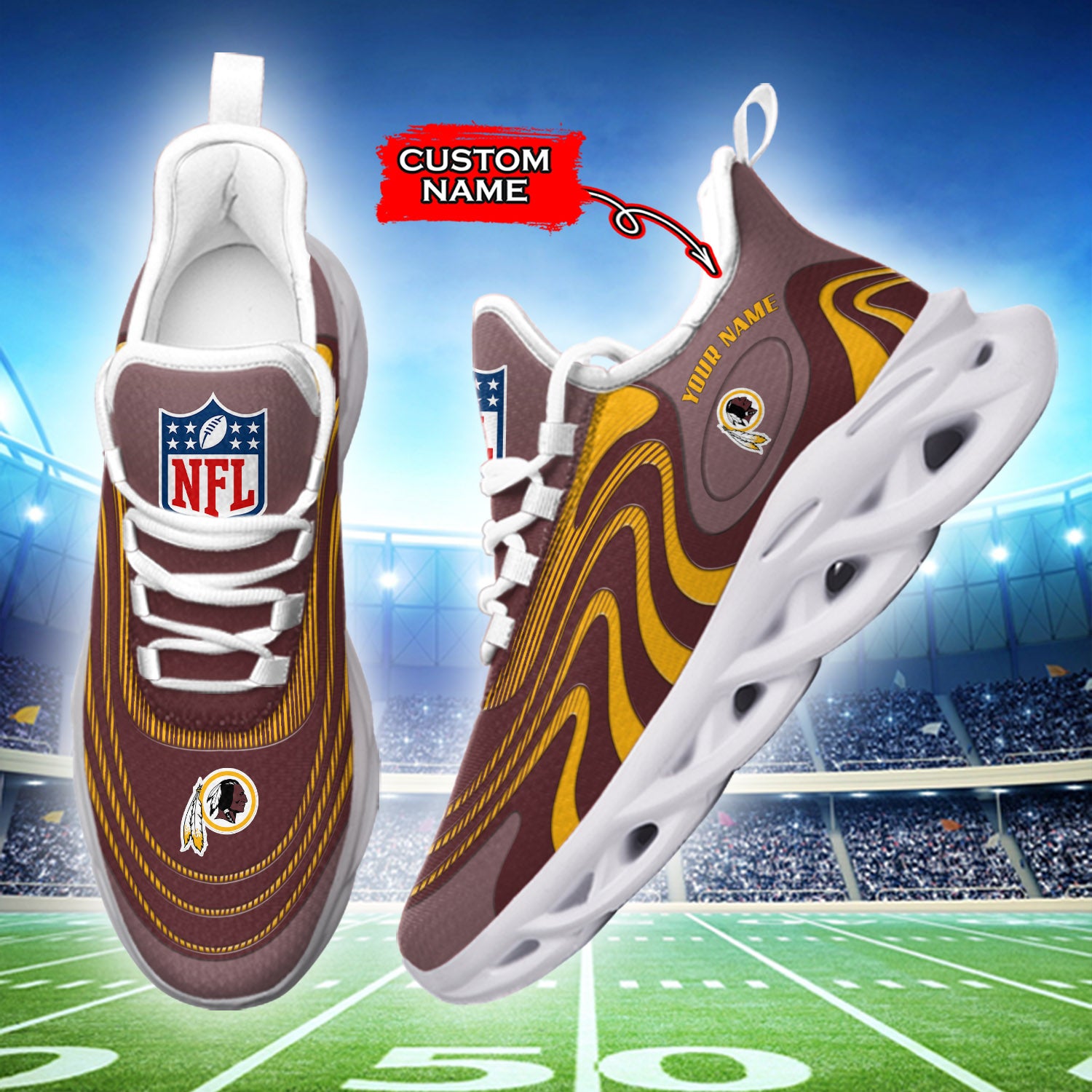 Ideafootwear Washington Redskins NFL Max Soul Shoes Sneakers For Men And Women