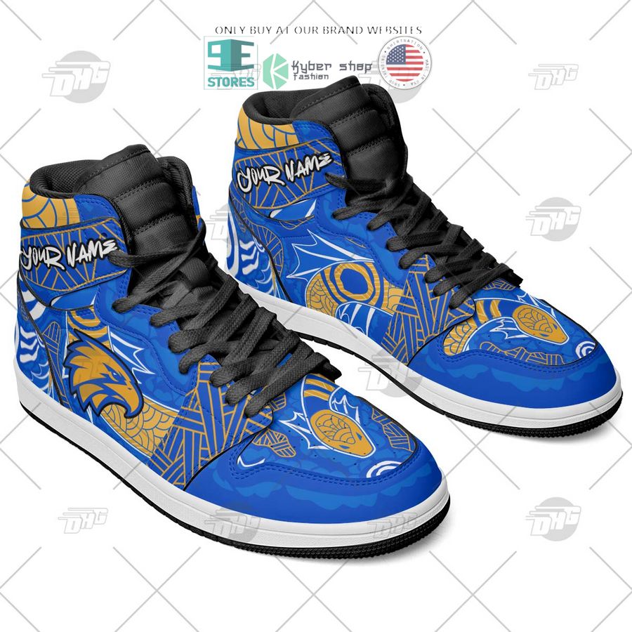 Ideafootwear West Coast Eagles AFL AJ1 High Sneakers Shoes For Men And Women