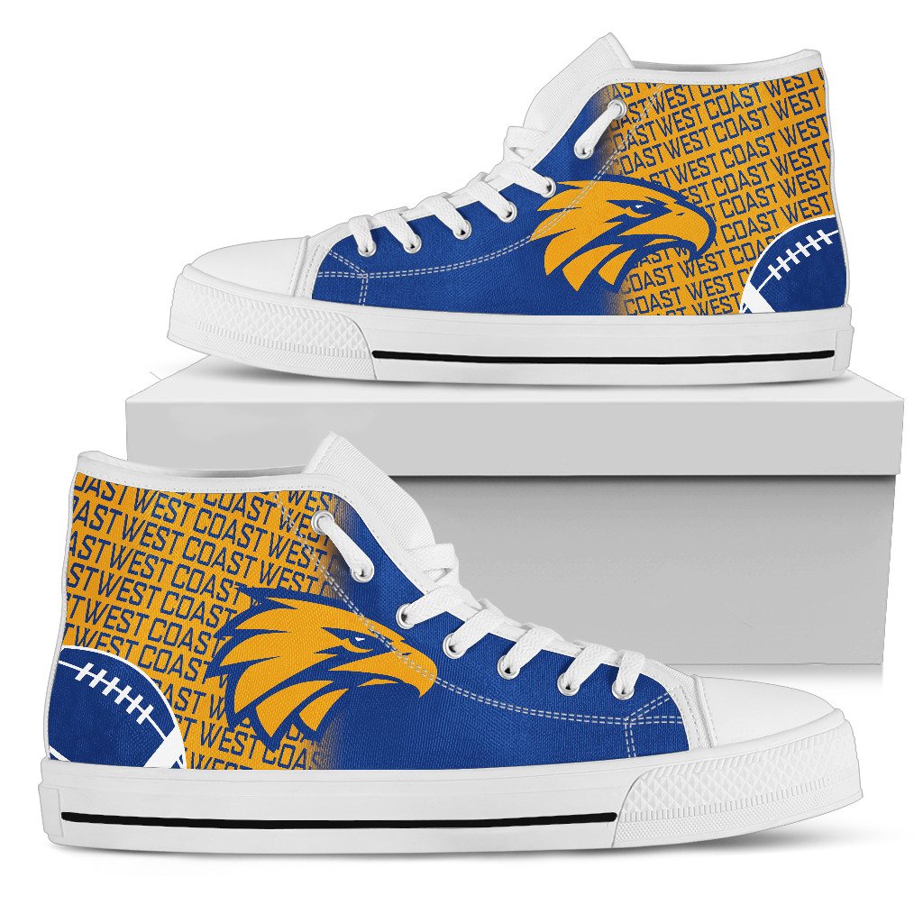 Ideafootwear West Coast Eagles High Top Canvas Sneakers Shoes For Men And Women