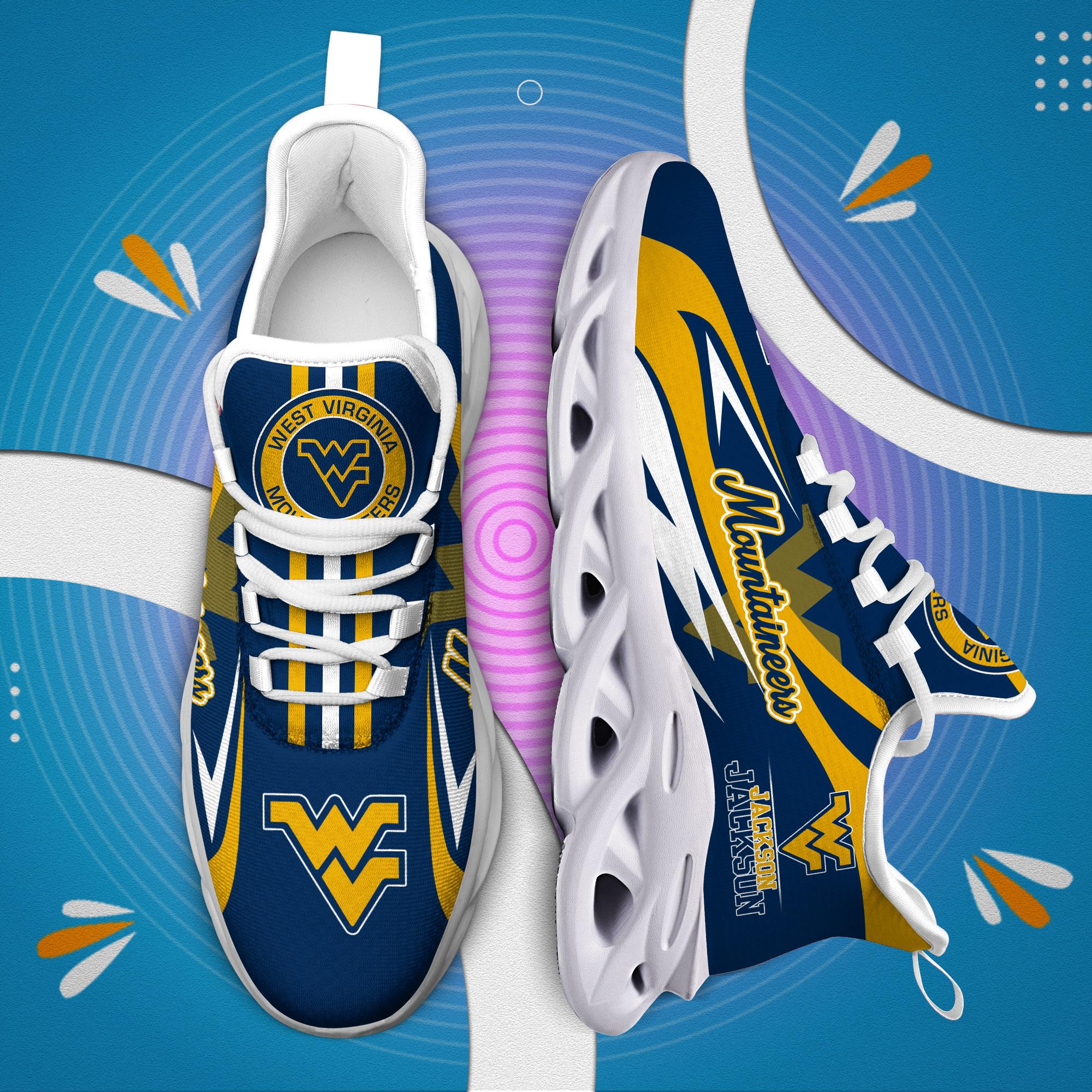 Ideafootwear West Virginia Mountaineers Max Soul Shoes Sneakers For Men And Women