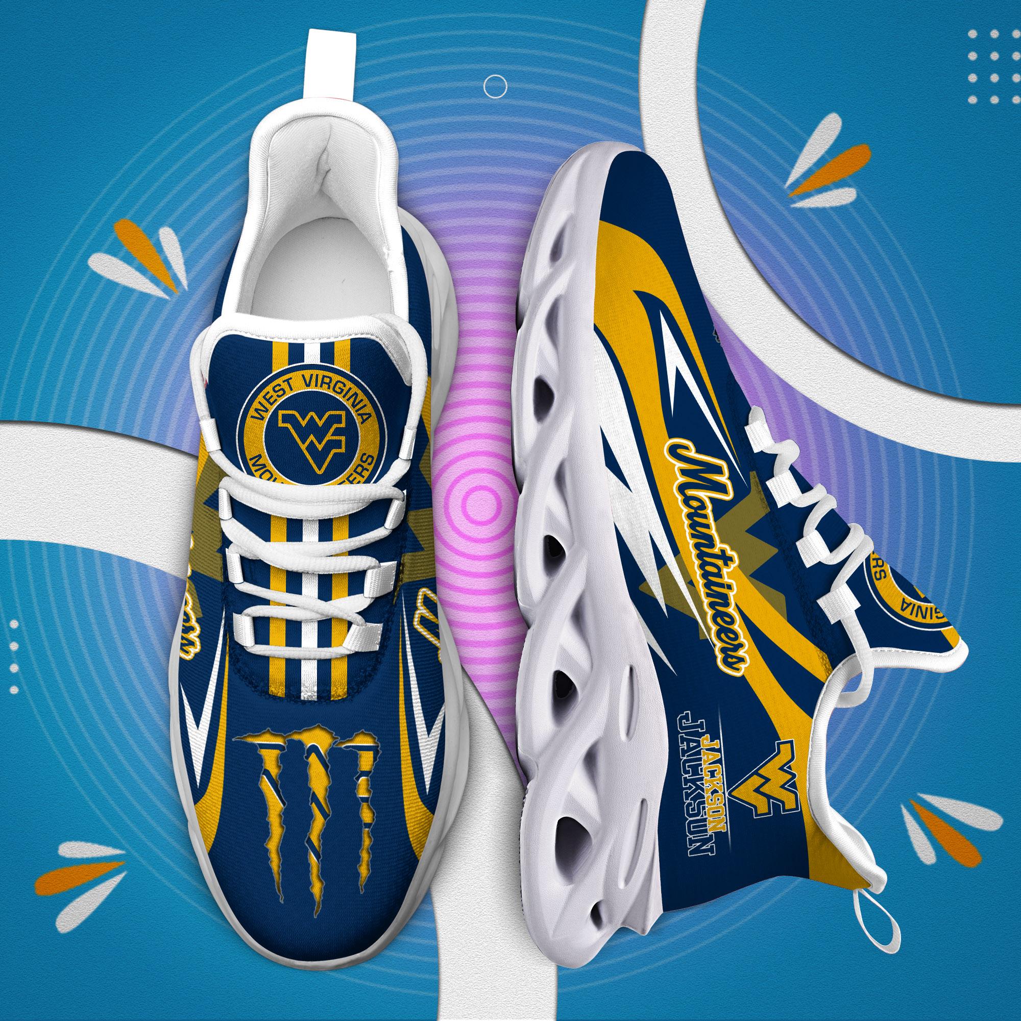 Ideafootwear West Virginia Mountaineers Max Soul Shoes Sneakers For Men And Women