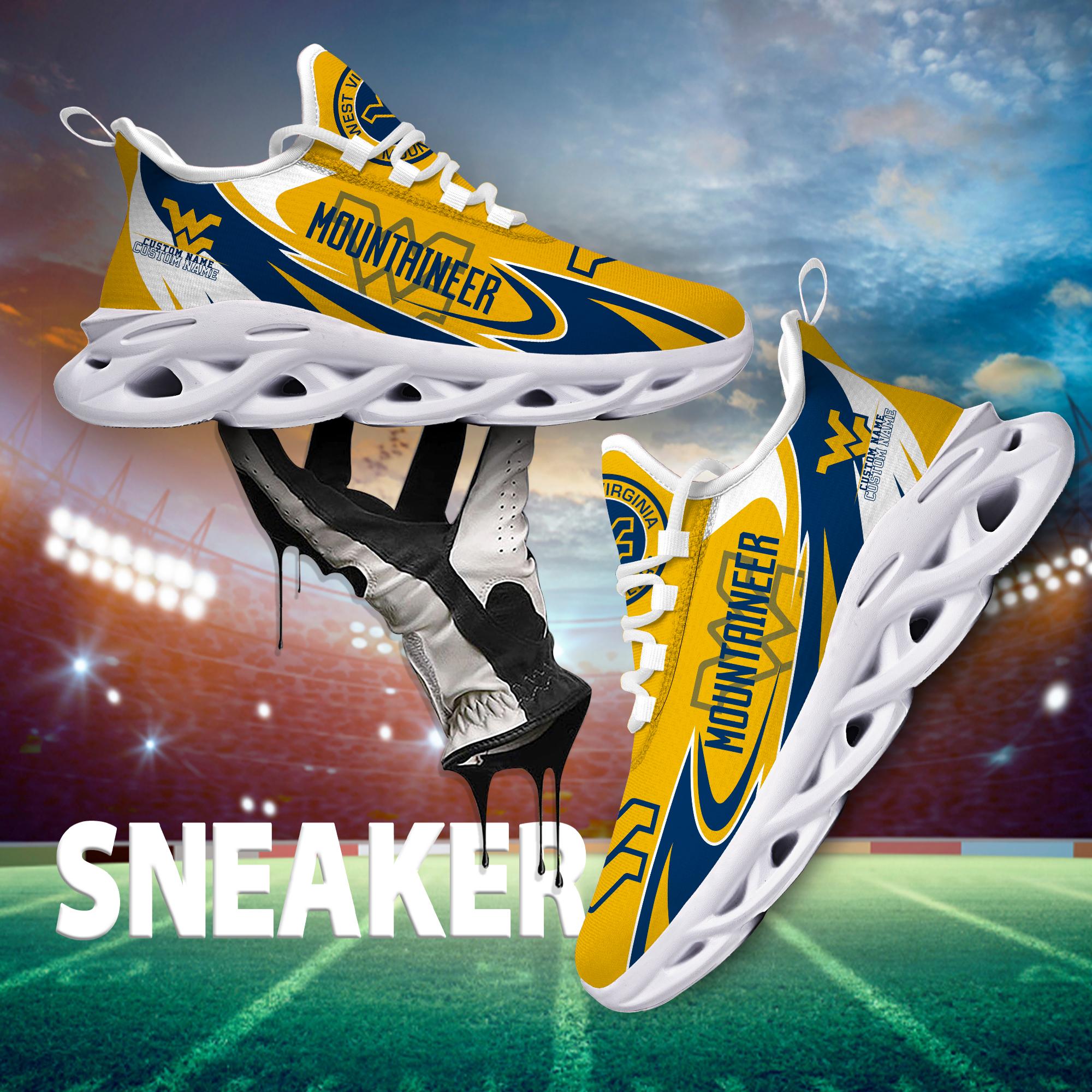 Ideafootwear West Virginia Mountaineers Max Soul Shoes Sneakers For Men And Women