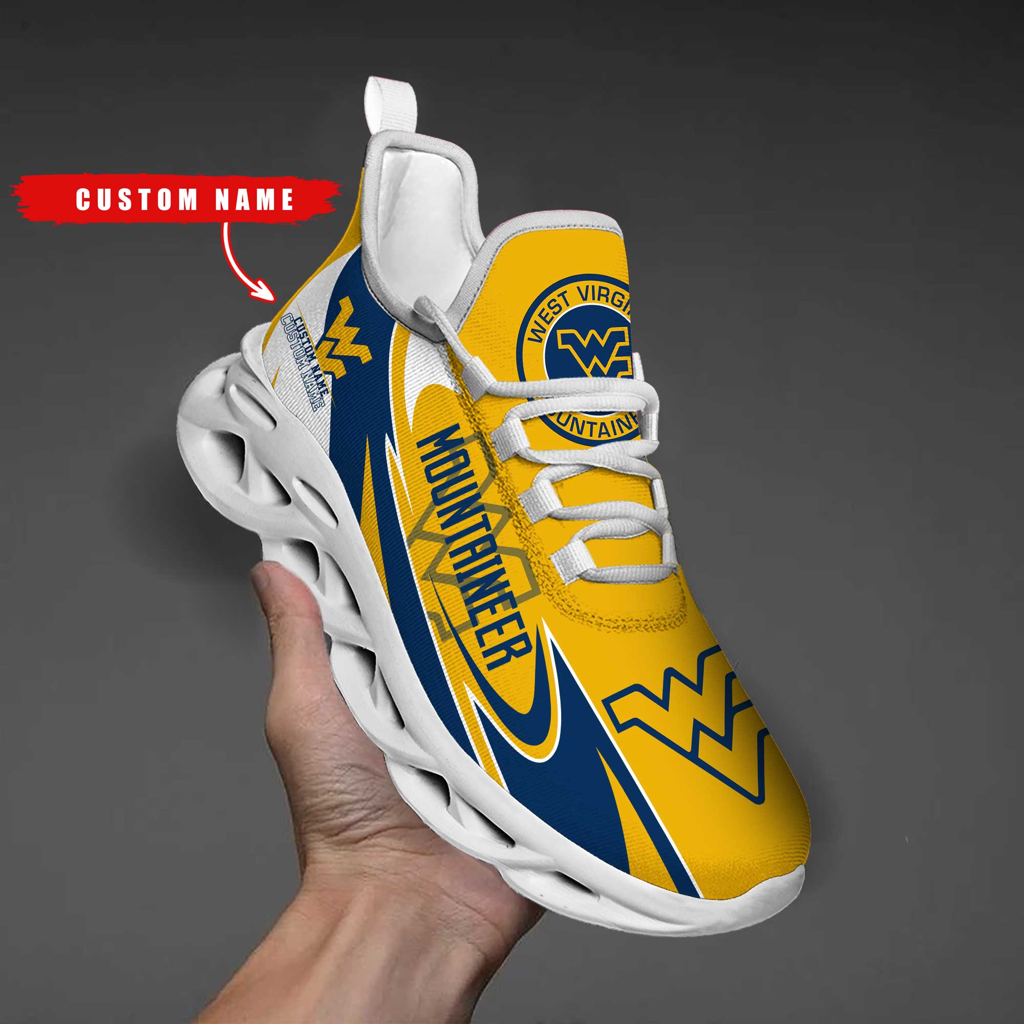 Ideafootwear West Virginia Mountaineers Max Soul Shoes Sneakers For Men And Women