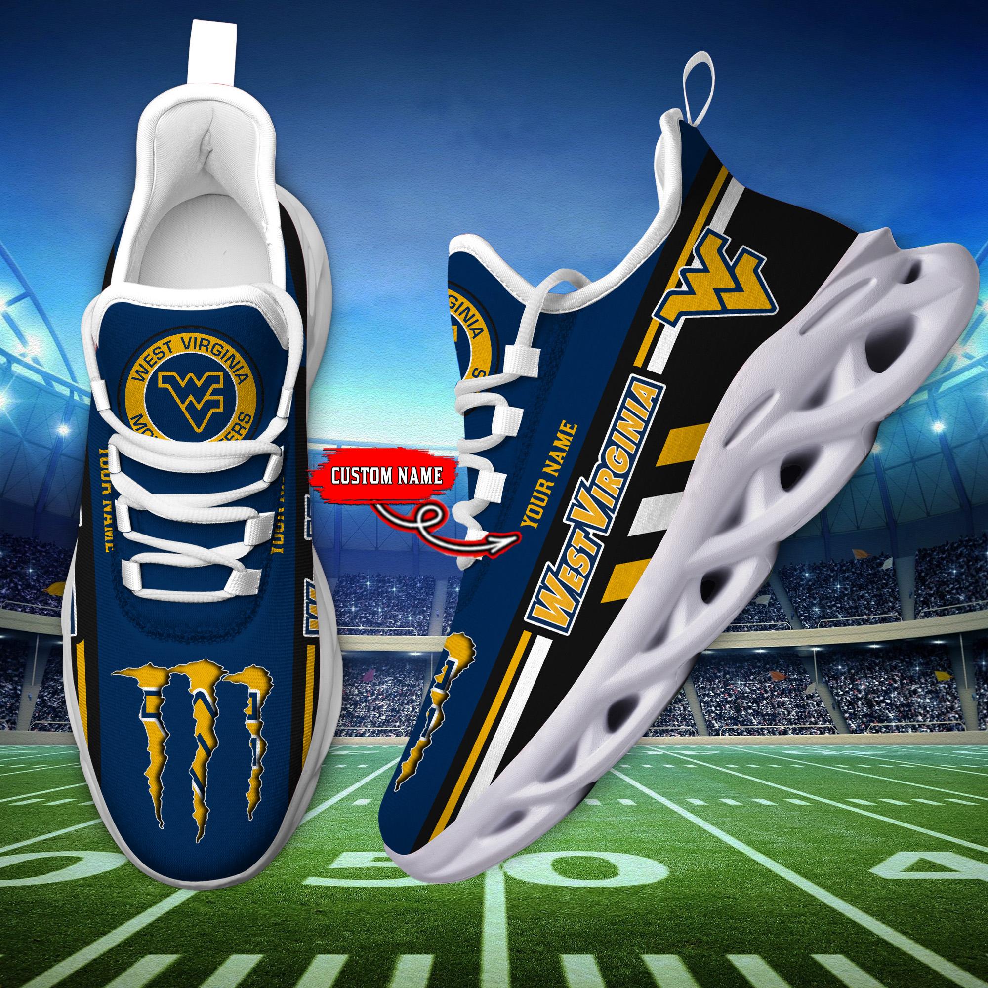 Ideafootwear West Virginia Mountaineers Max Soul Shoes Sneakers For Men And Women