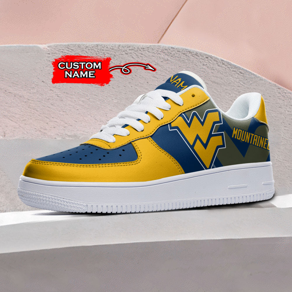 Ideafootwear West Virginia Mountaineers NCAA Air Low-Top Sneakers Shoes For Men And Women