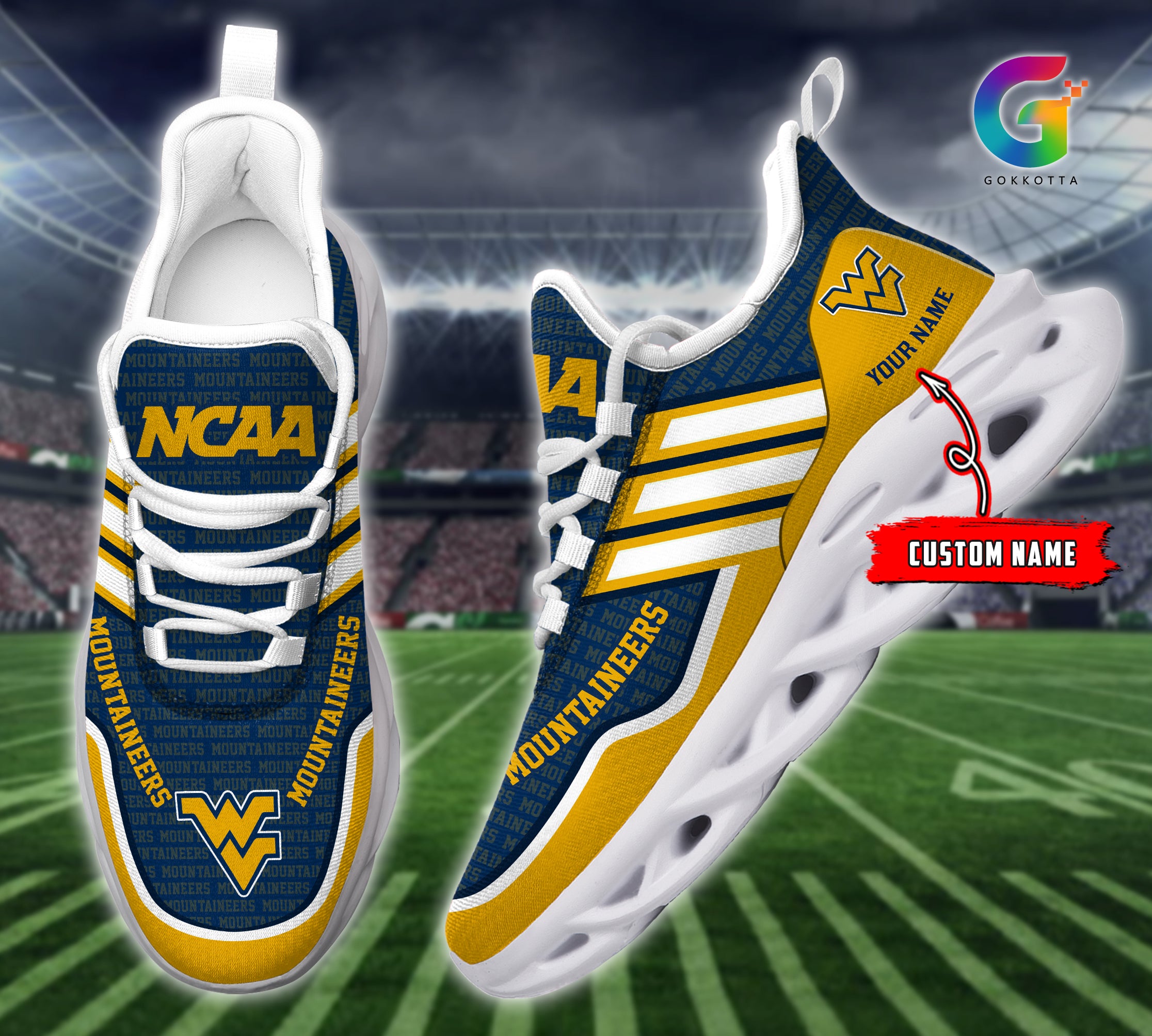 Ideafootwear West Virginia Mountaineers NCAA Max Soul Shoes Sneakers For Men And Women