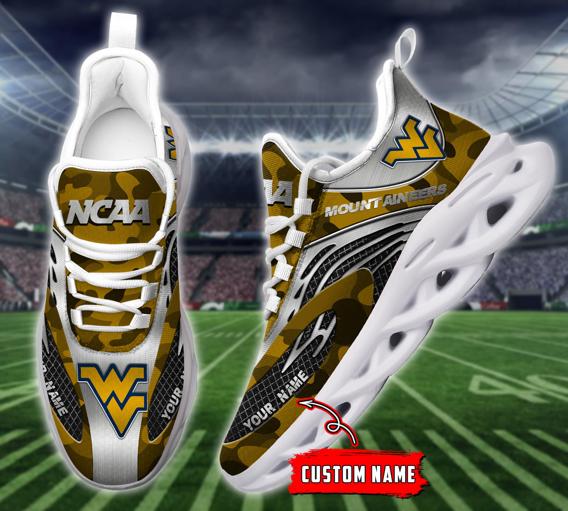 Ideafootwear West Virginia Mountaineers NCAA Max Soul Shoes Sneakers For Men And Women
