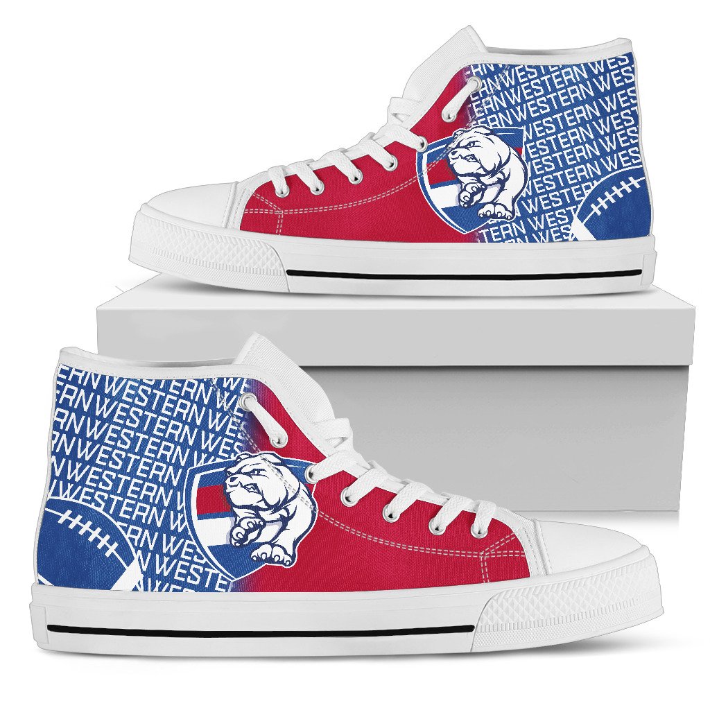 Ideafootwear Western Bulldogs High Top Canvas Sneakers Shoes For Men And Women