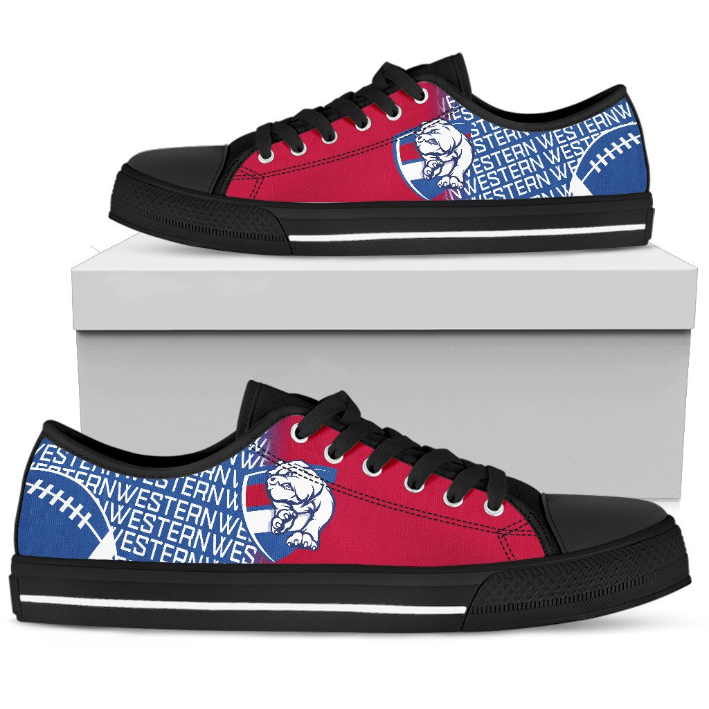 Ideafootwear Western Bulldogs Low Top Canvas Sneakers Shoes For Men And Women
