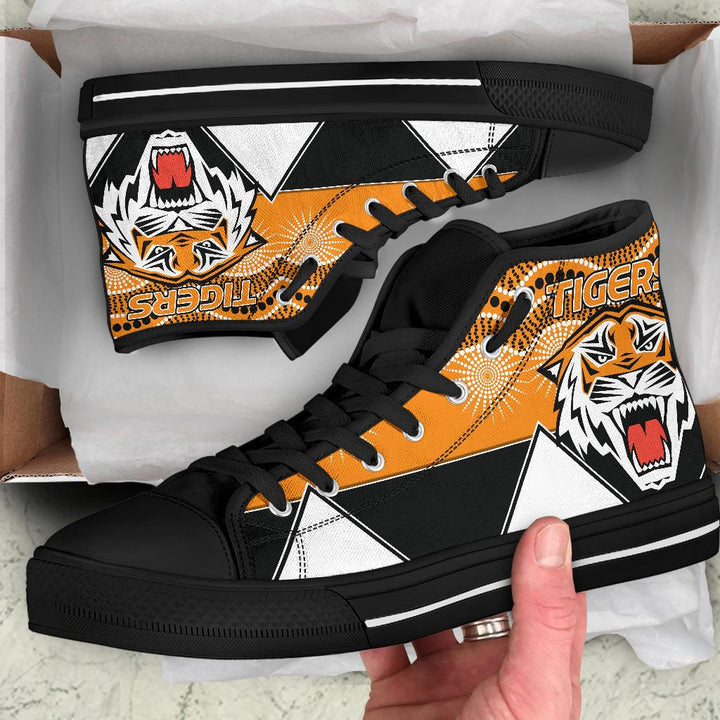 Ideafootwear Wests Tigers High Top Canvas Sneakers Shoes For Men And Women
