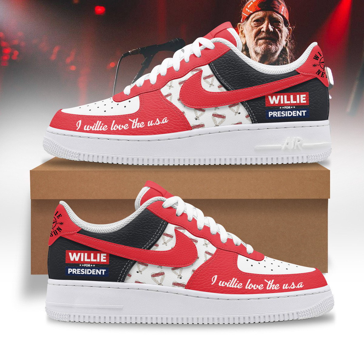 Ideafootwear Willie Nelson Air Low-Top Sneakers Shoes For Men And Women