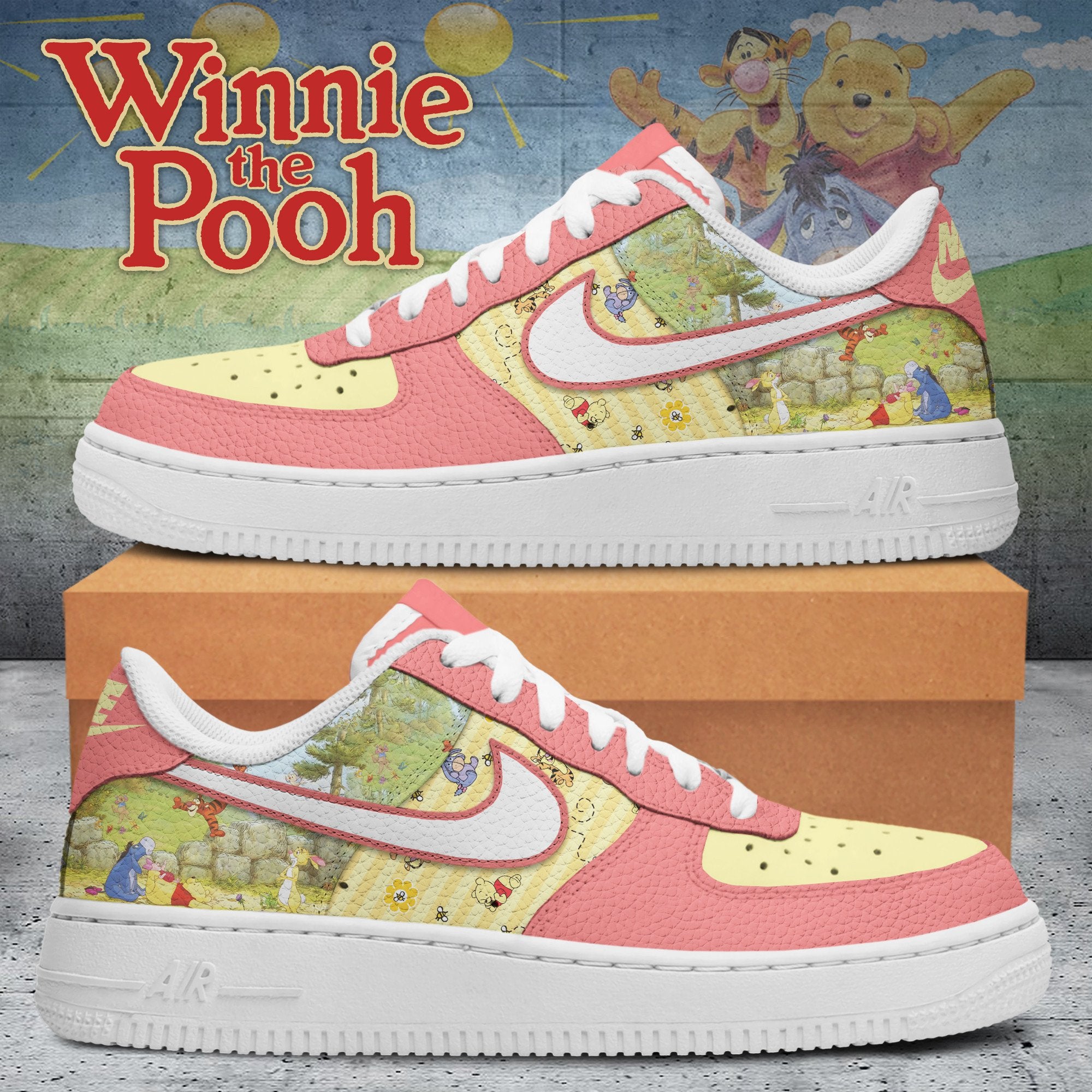 Ideafootwear Winnie The Pooh Air Low-Top Sneakers Shoes For Men And Women