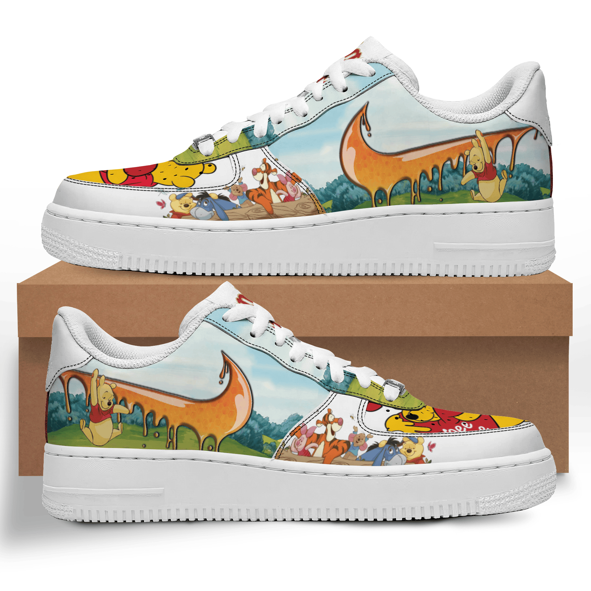 Ideafootwear Winnie The Pooh Air Low-Top Sneakers Shoes For Men And Women