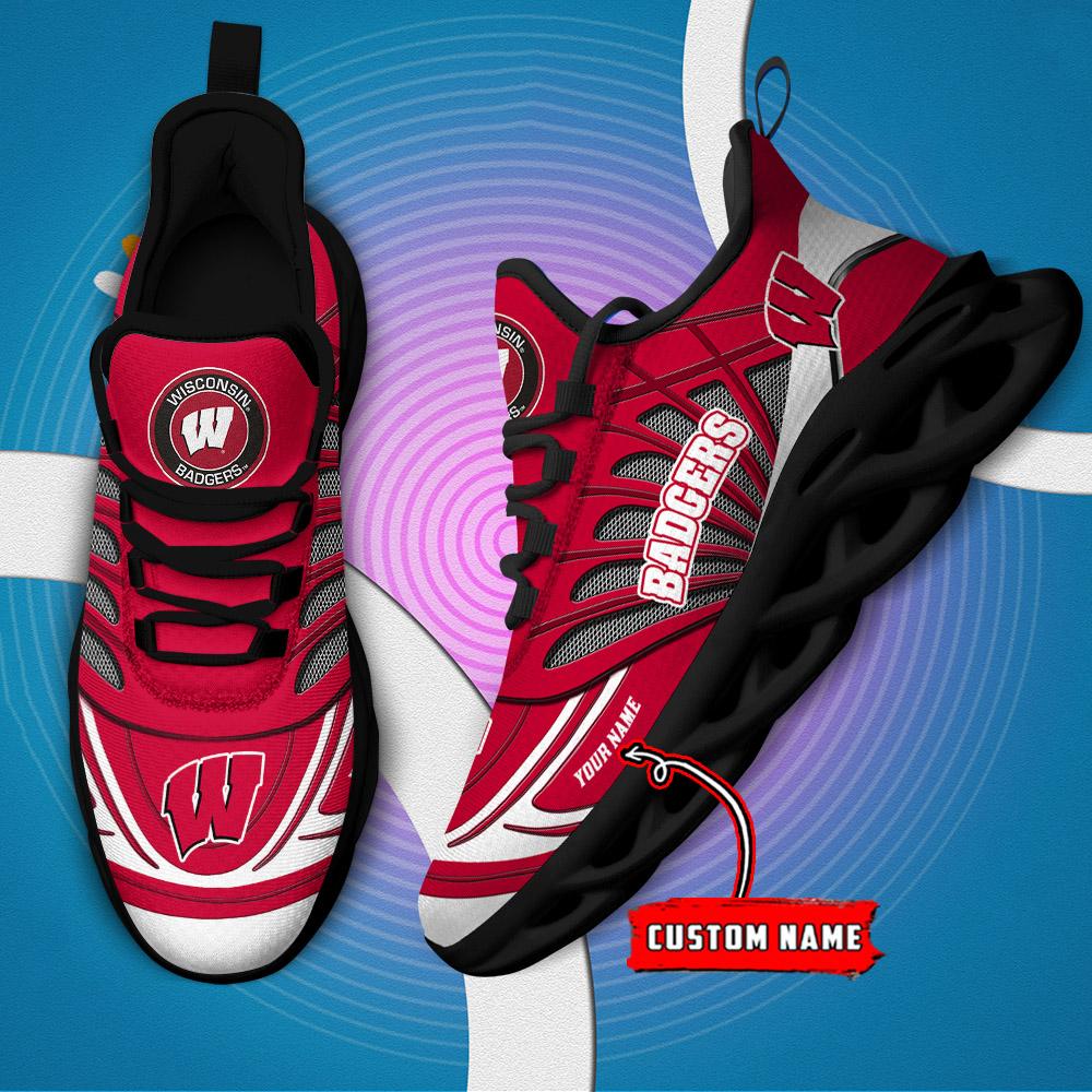Ideafootwear Wisconsin Badgers Max Soul Shoes Sneakers For Men And Women