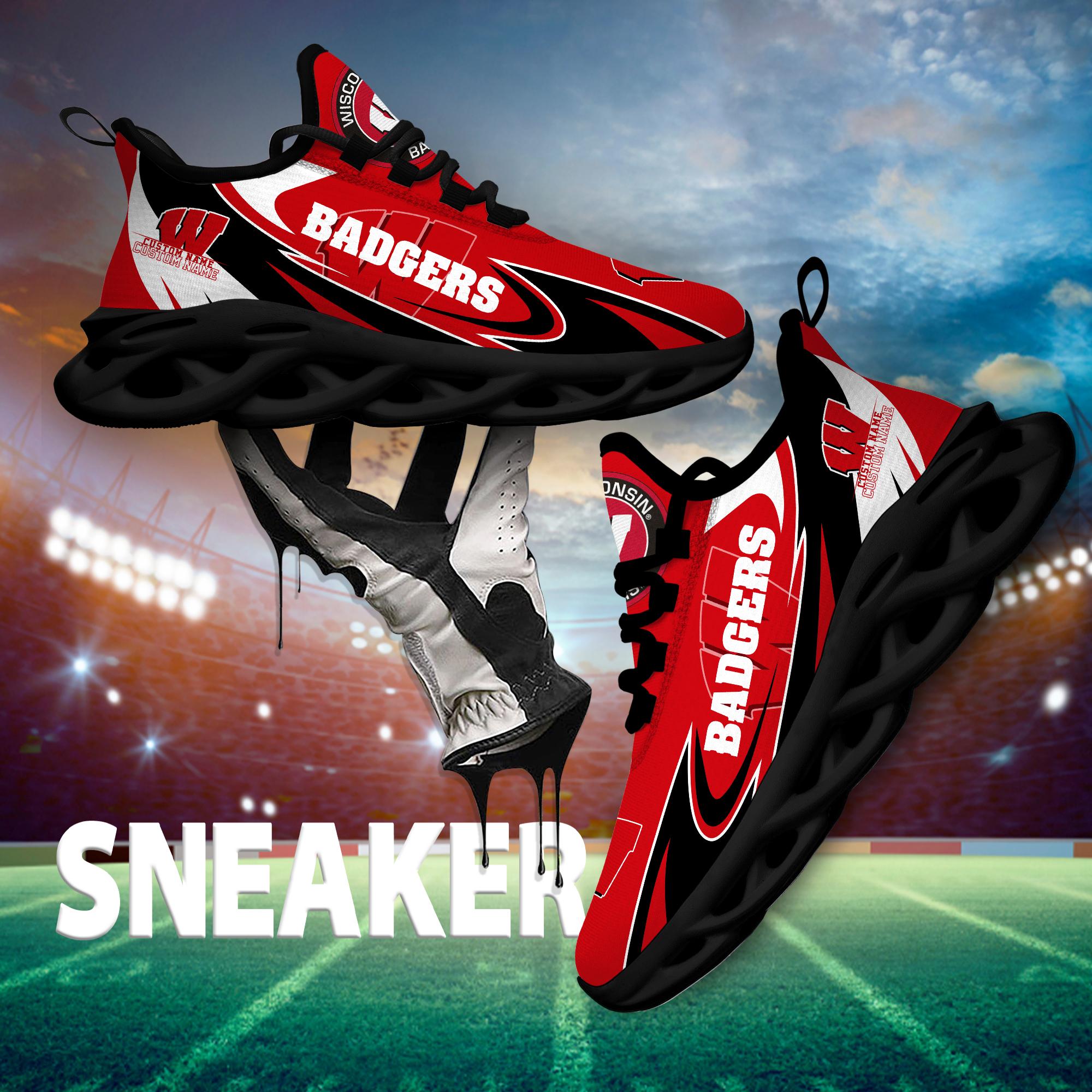 Ideafootwear Wisconsin Badgers Max Soul Shoes Sneakers For Men And Women