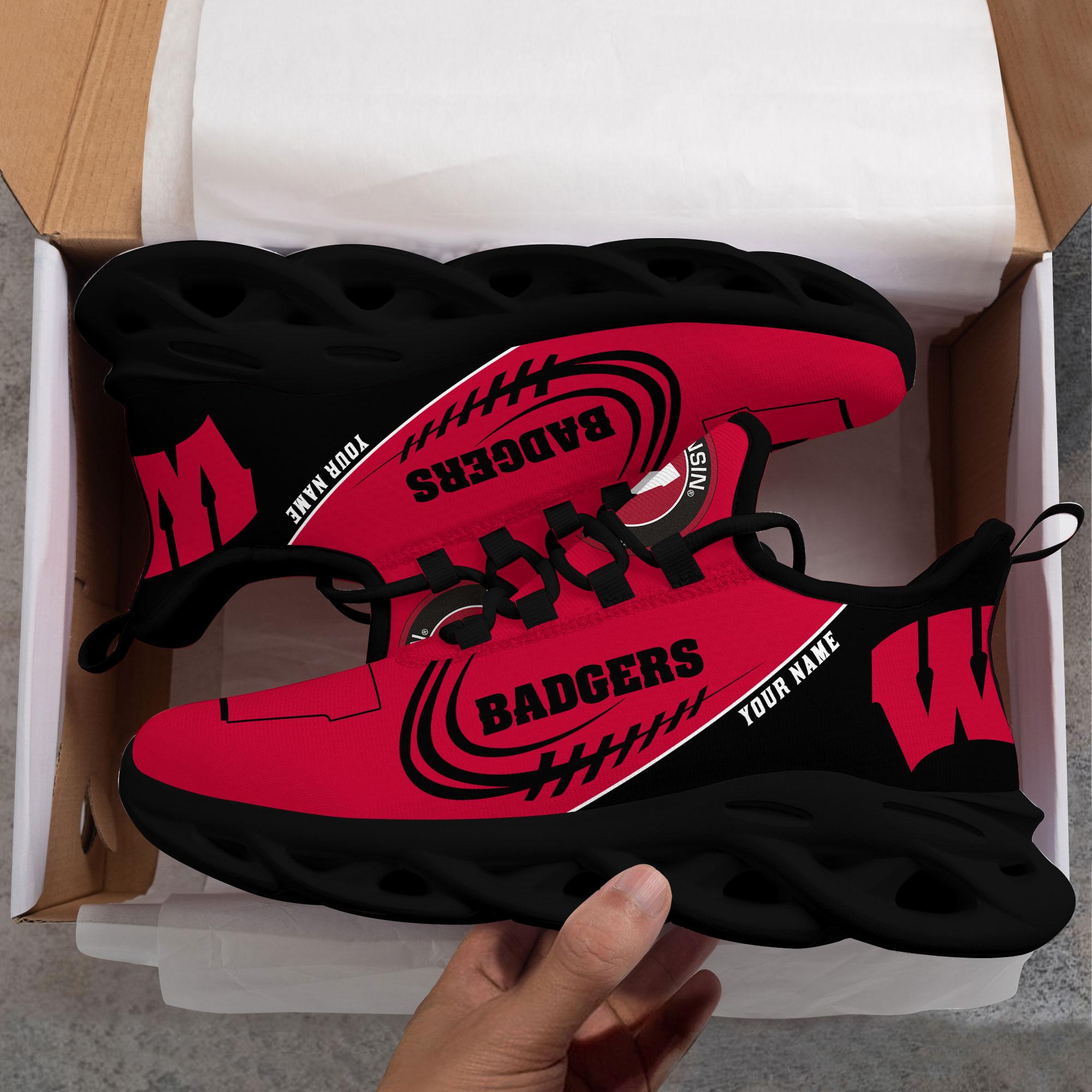 Ideafootwear Wisconsin Badgers Max Soul Shoes Sneakers For Men And Women