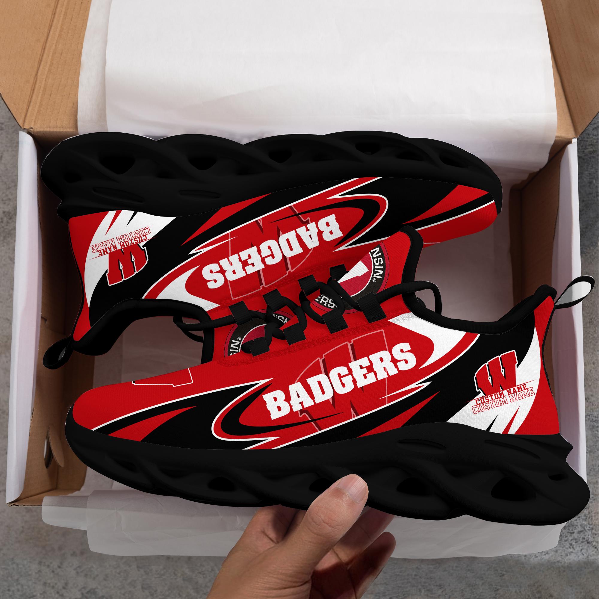 Ideafootwear Wisconsin Badgers Max Soul Shoes Sneakers For Men And Women