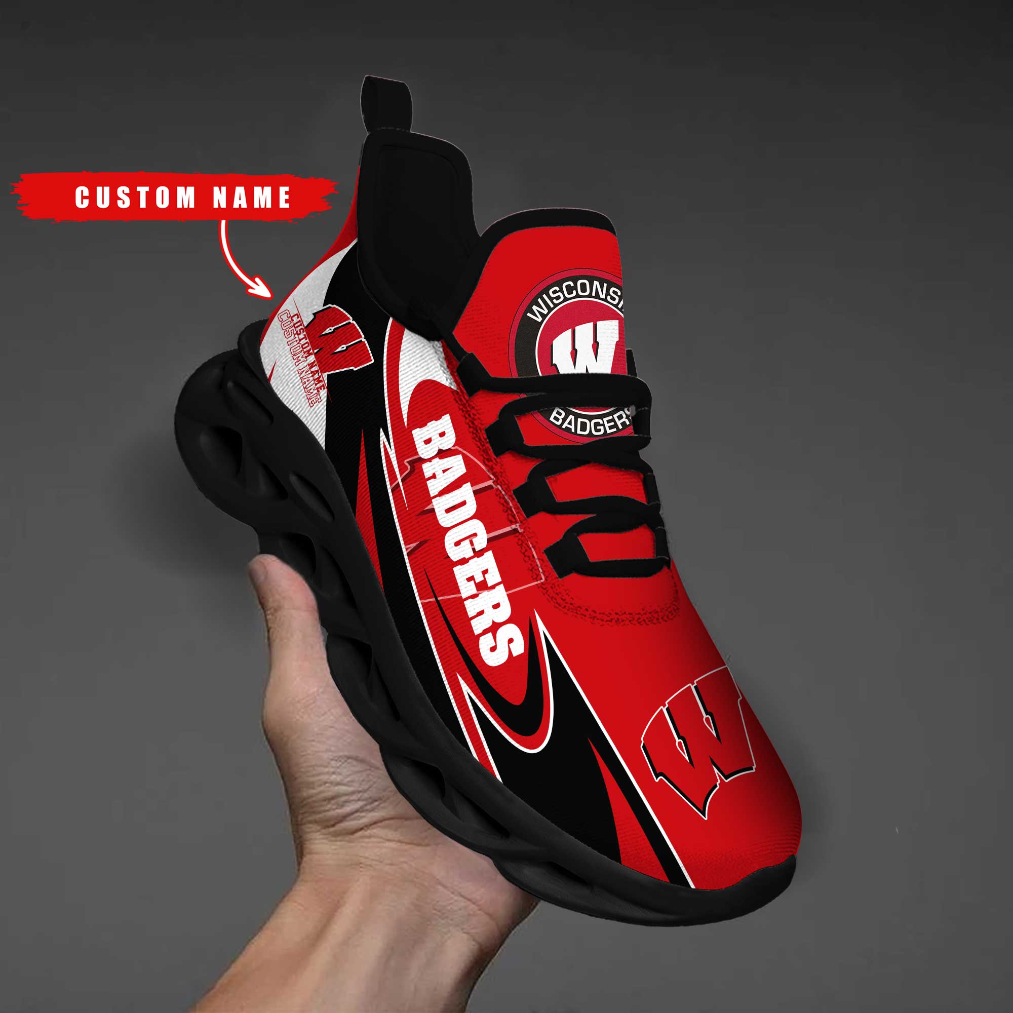 Ideafootwear Wisconsin Badgers Max Soul Shoes Sneakers For Men And Women