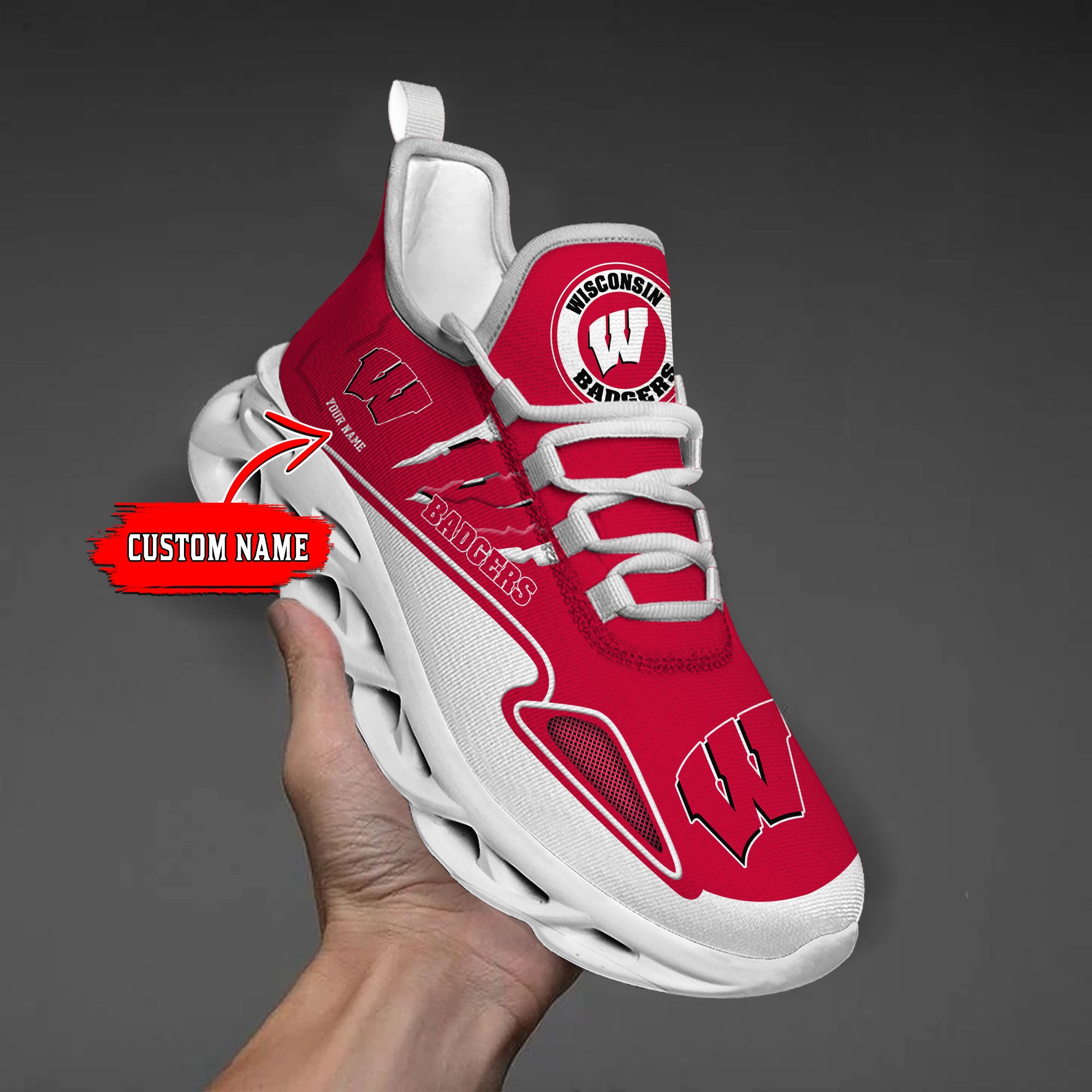 Ideafootwear Wisconsin Badgers Max Soul Shoes Sneakers For Men And Women